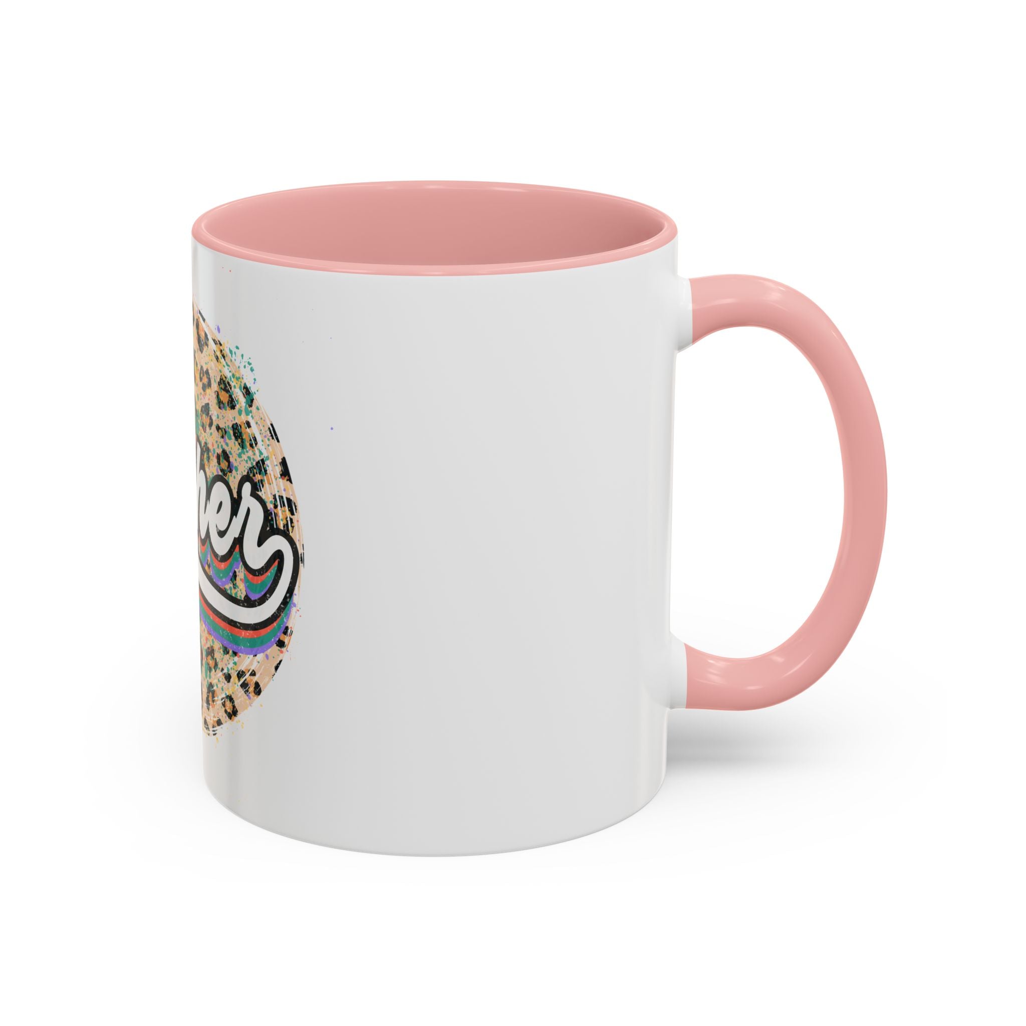 Teacher Leopard Print Accent Coffee Mug – Retro Script Teacher Gift (11/15oz)