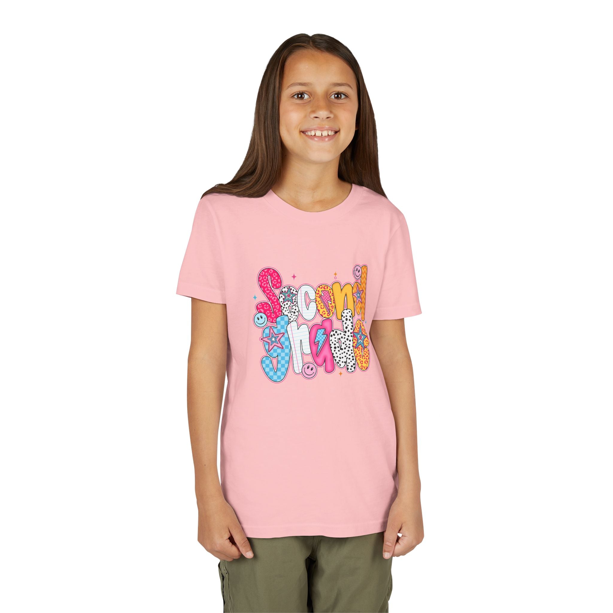 Youth Tee — Colorful 'Second Grade' Playful Retro Graphic