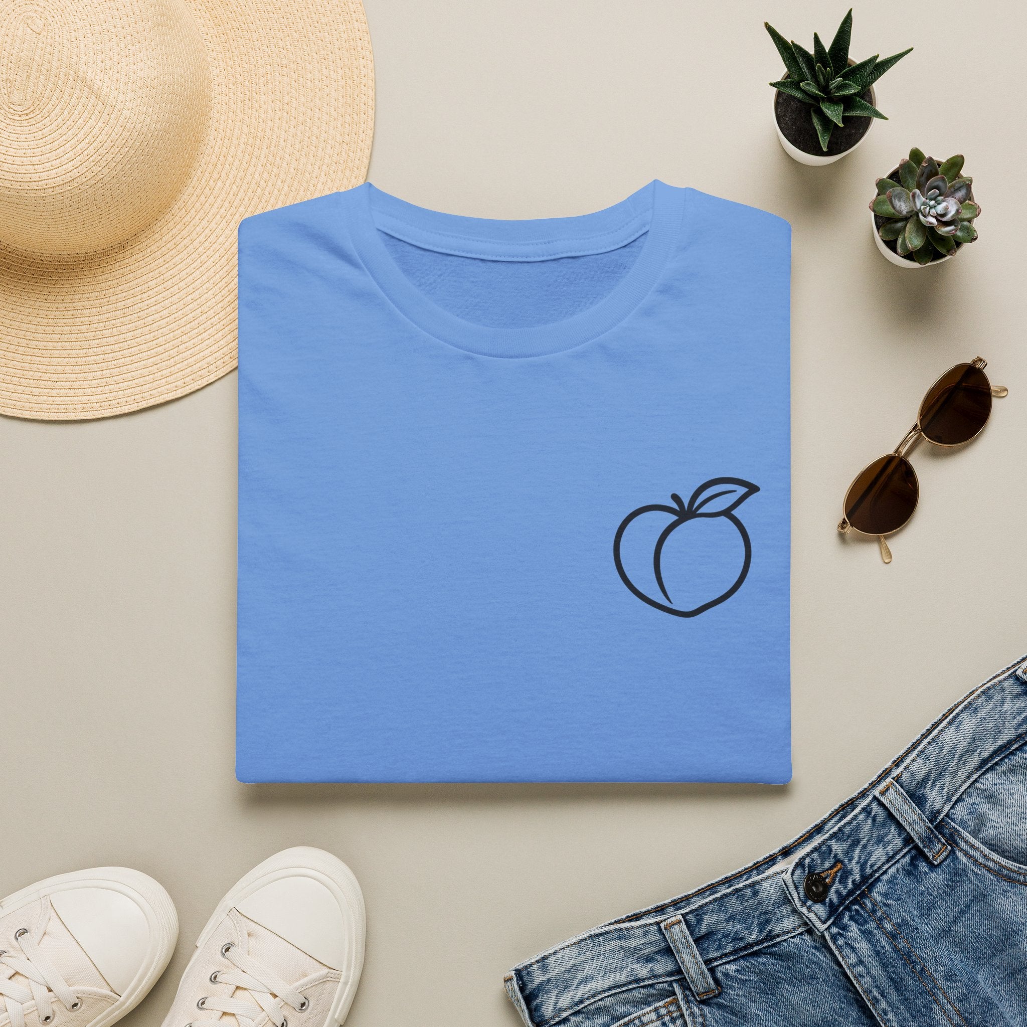Peach Outline T‑Shirt — Minimal Fruit Graphic Tee