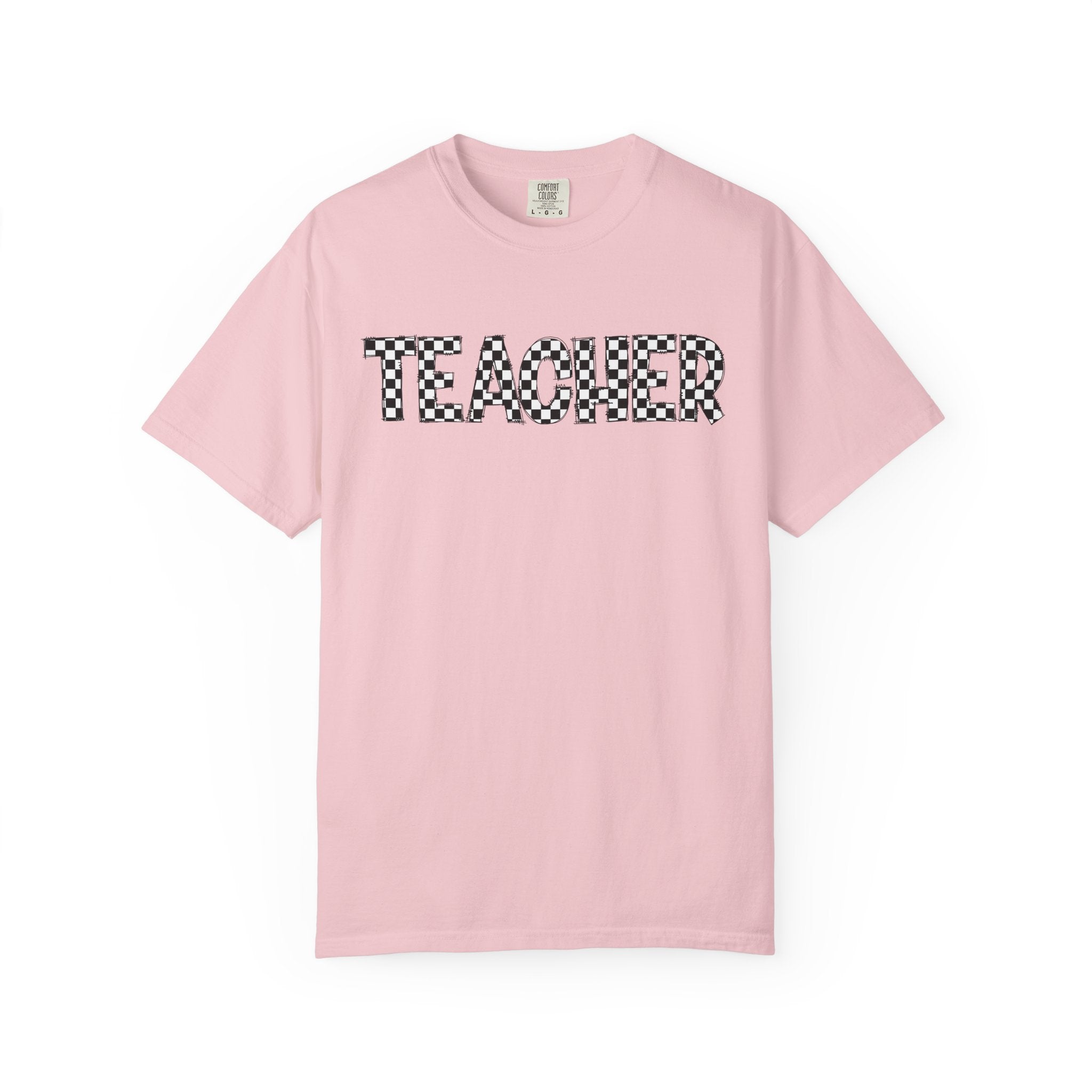 Teacher Checkerboard Graphic Tee — Fun Back-to-School Gift for Educators
