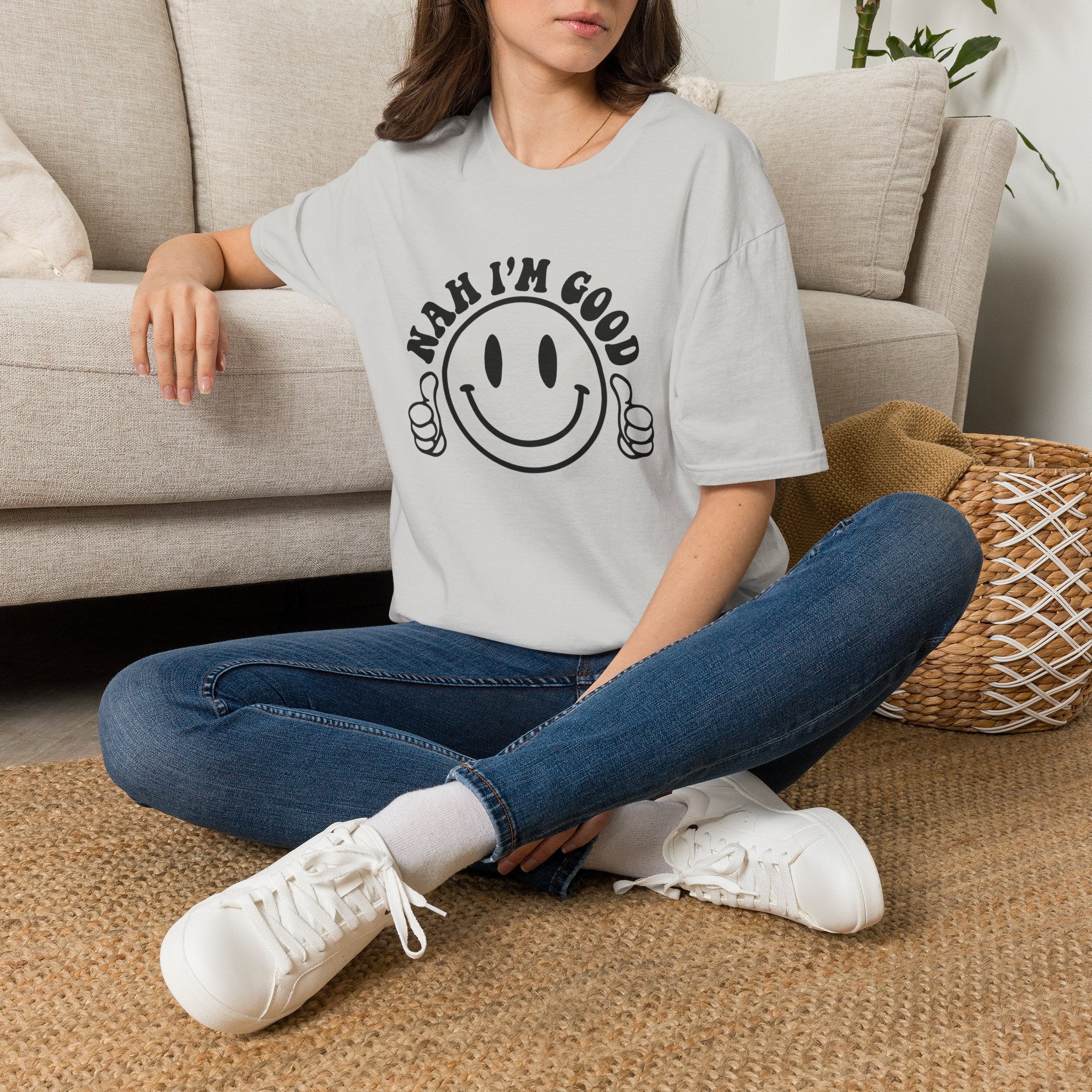 Nah I'm Good Smiley T-Shirt — Thumbs-Up Retro Graphic Tee