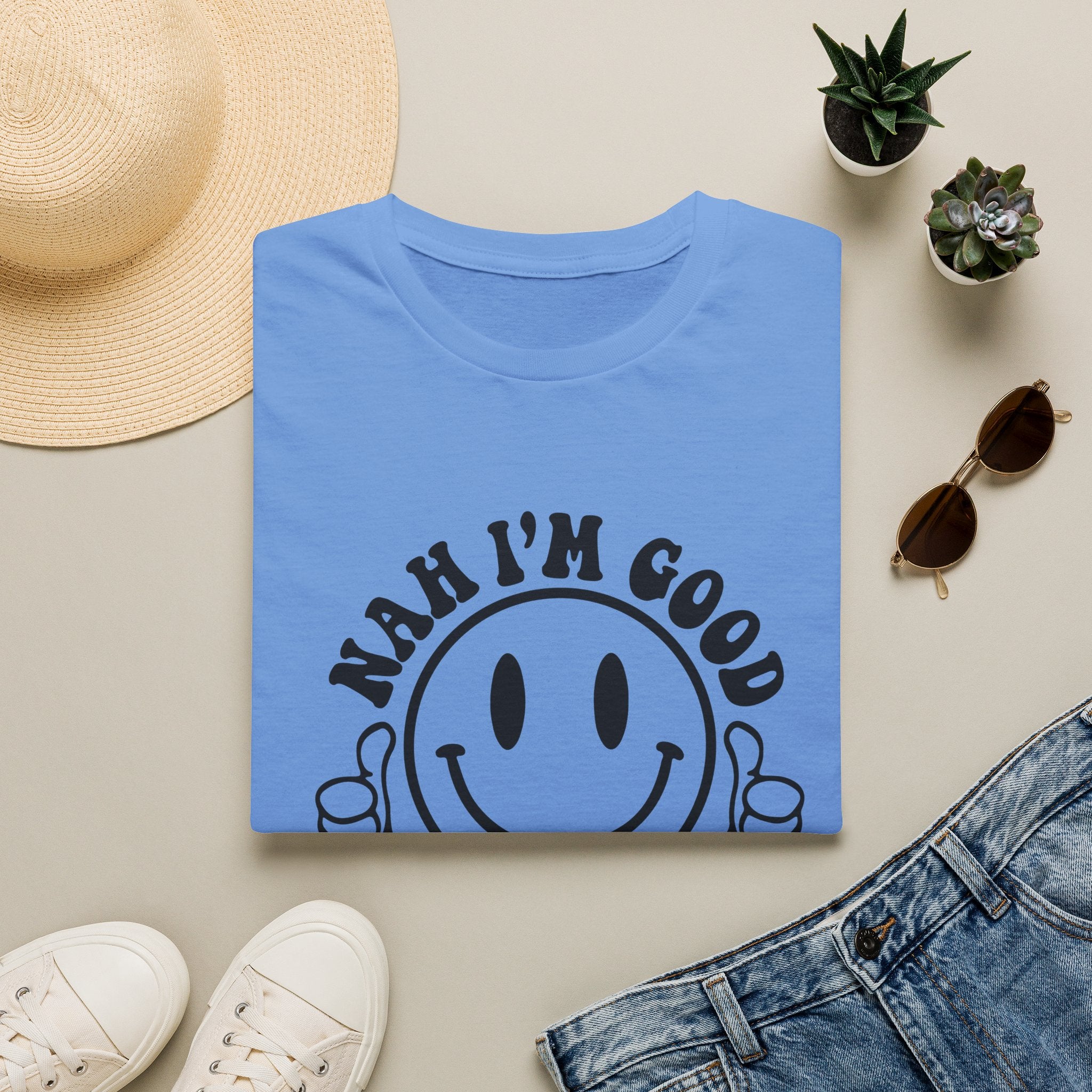 Nah I'm Good Smiley T-Shirt — Thumbs-Up Retro Graphic Tee