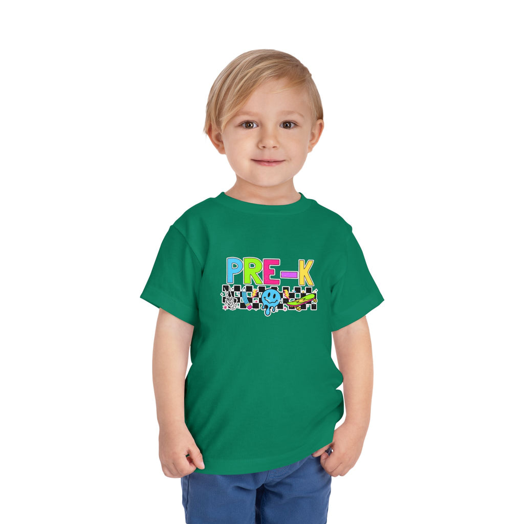 PRE-K Toddler Tee — Colorful Checkerboard Smile Preschool Shirt