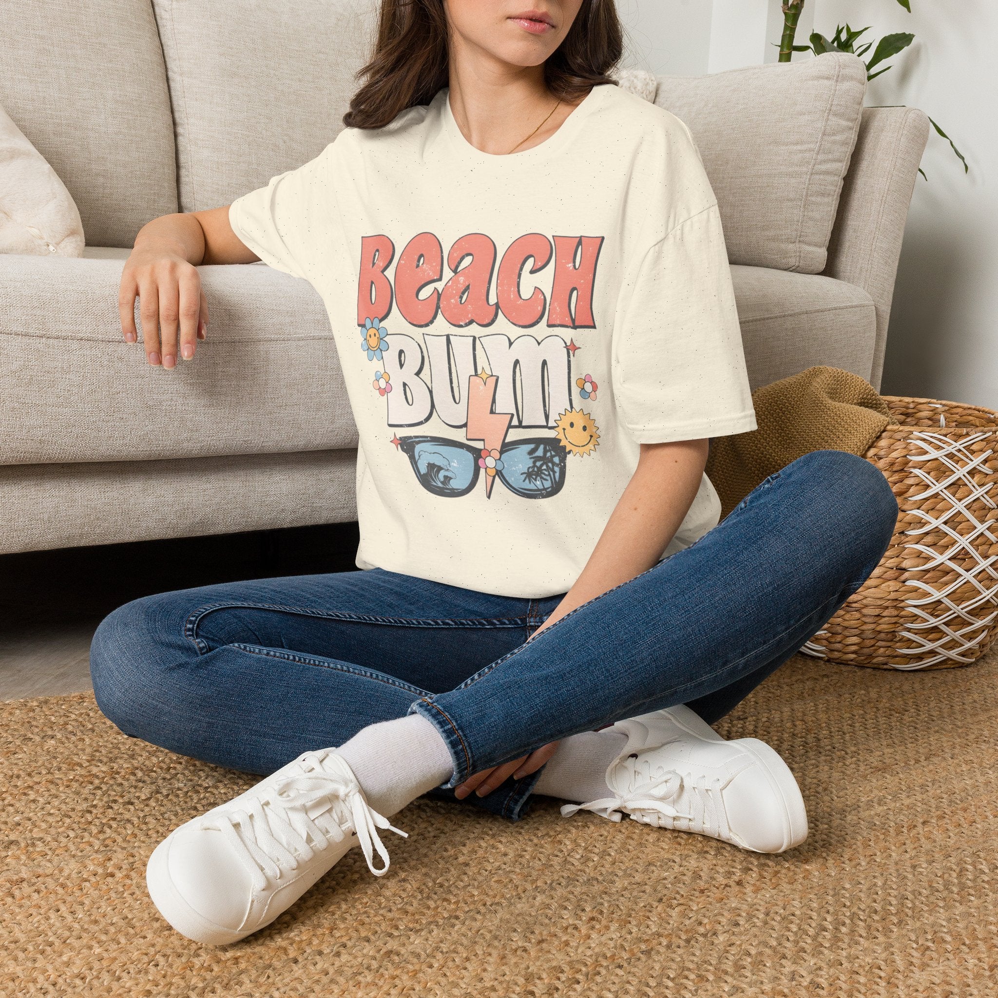 Beach Bum T-Shirt — Retro Floral Surf Vibes Tee