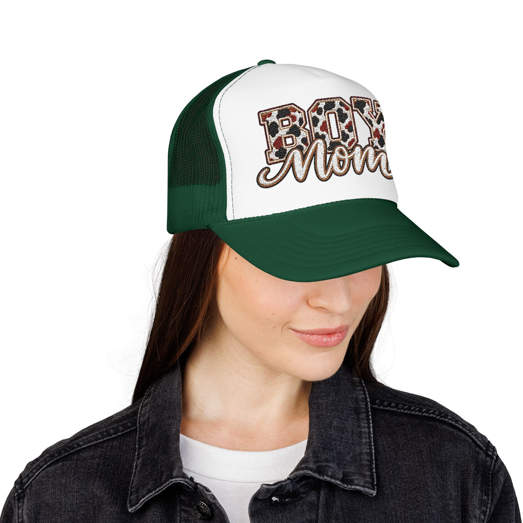 Boy Mom Leopard Foam Trucker Hat