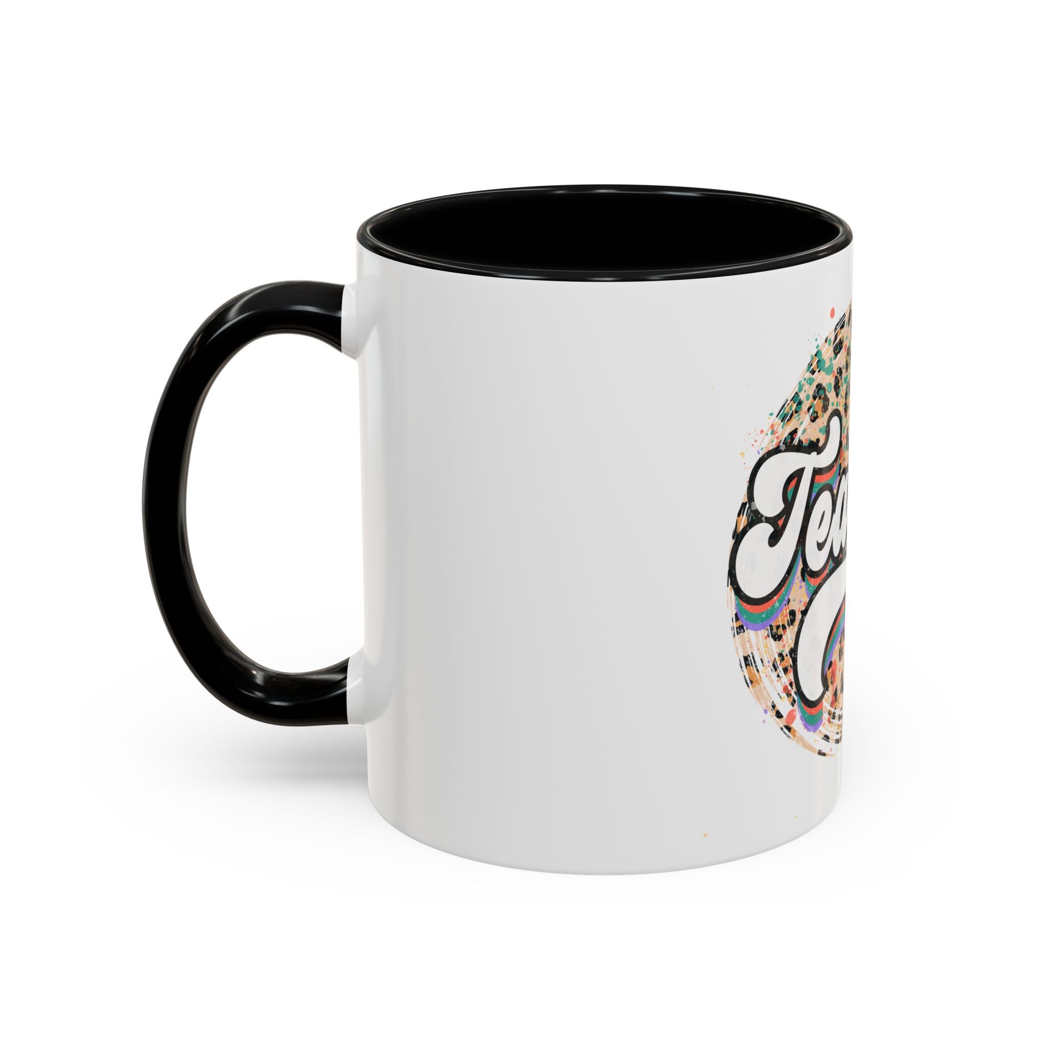 Teacher Leopard Print Accent Coffee Mug – Retro Script Teacher Gift (11/15oz)