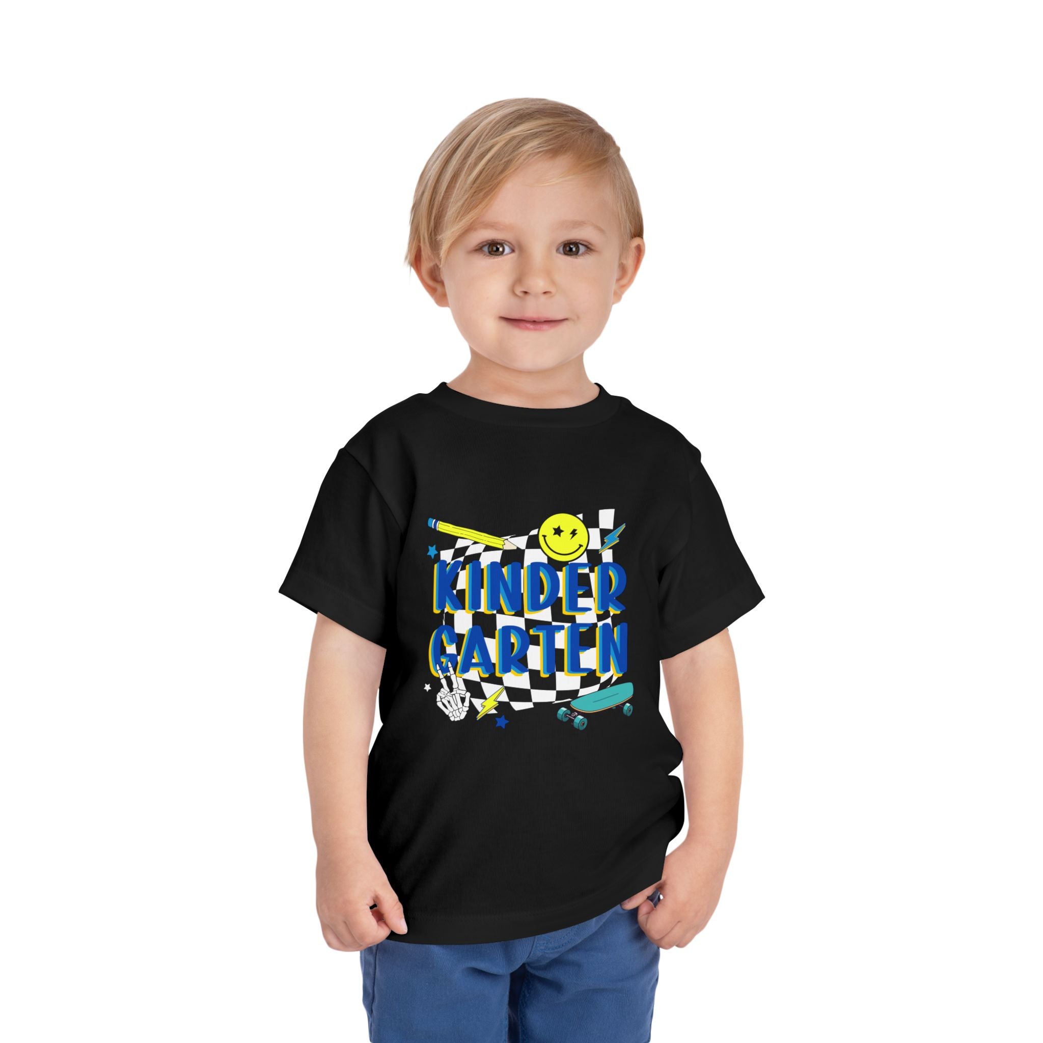 Kindergarten Toddler Tee — Smiley Skateboard Back-to-School Shirt