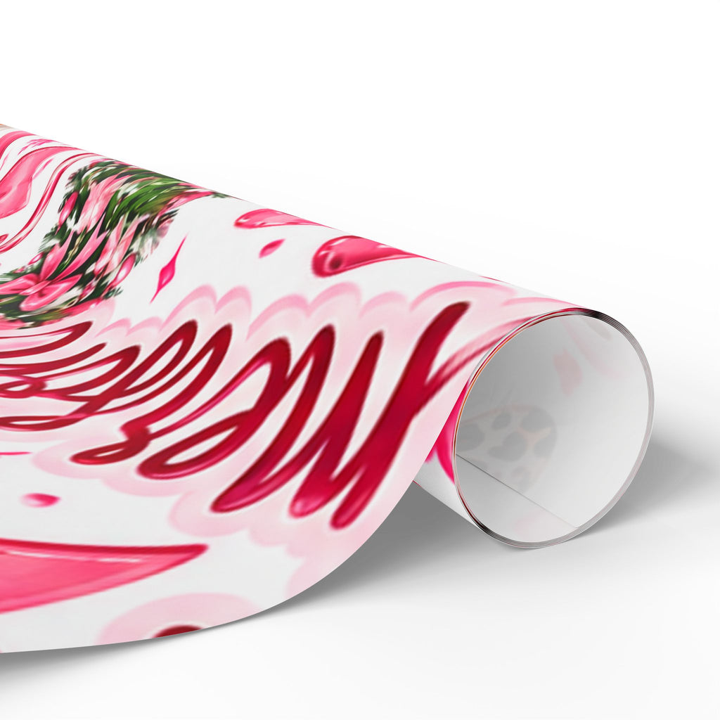 Personalized Christmas Wrapping Paper with Santa, Trees & Bows
