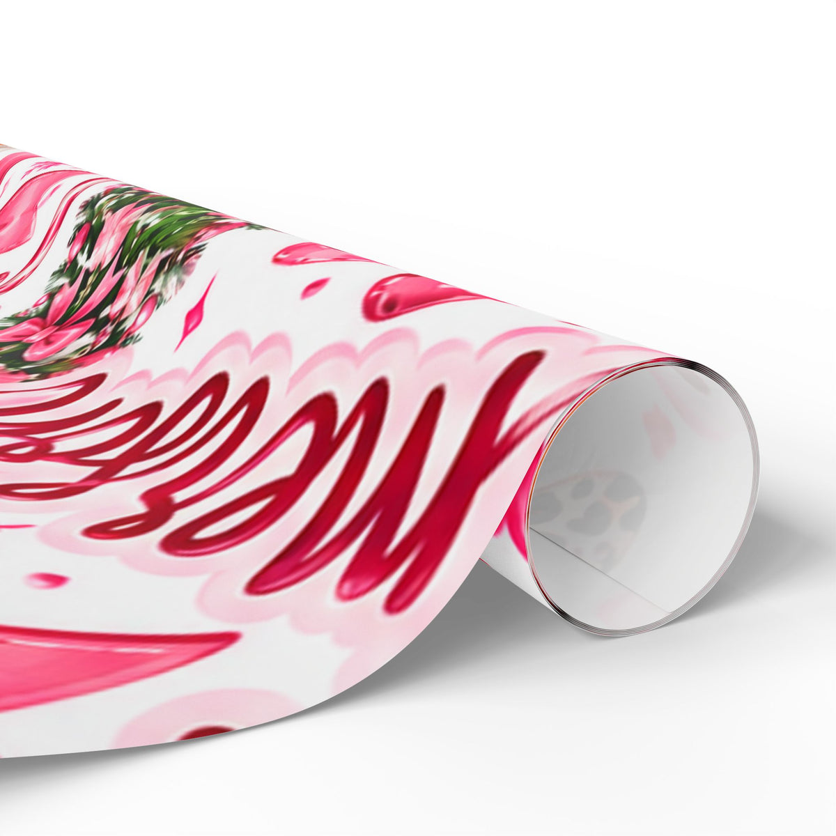 Personalized Christmas Wrapping Paper with Santa, Trees & Bows