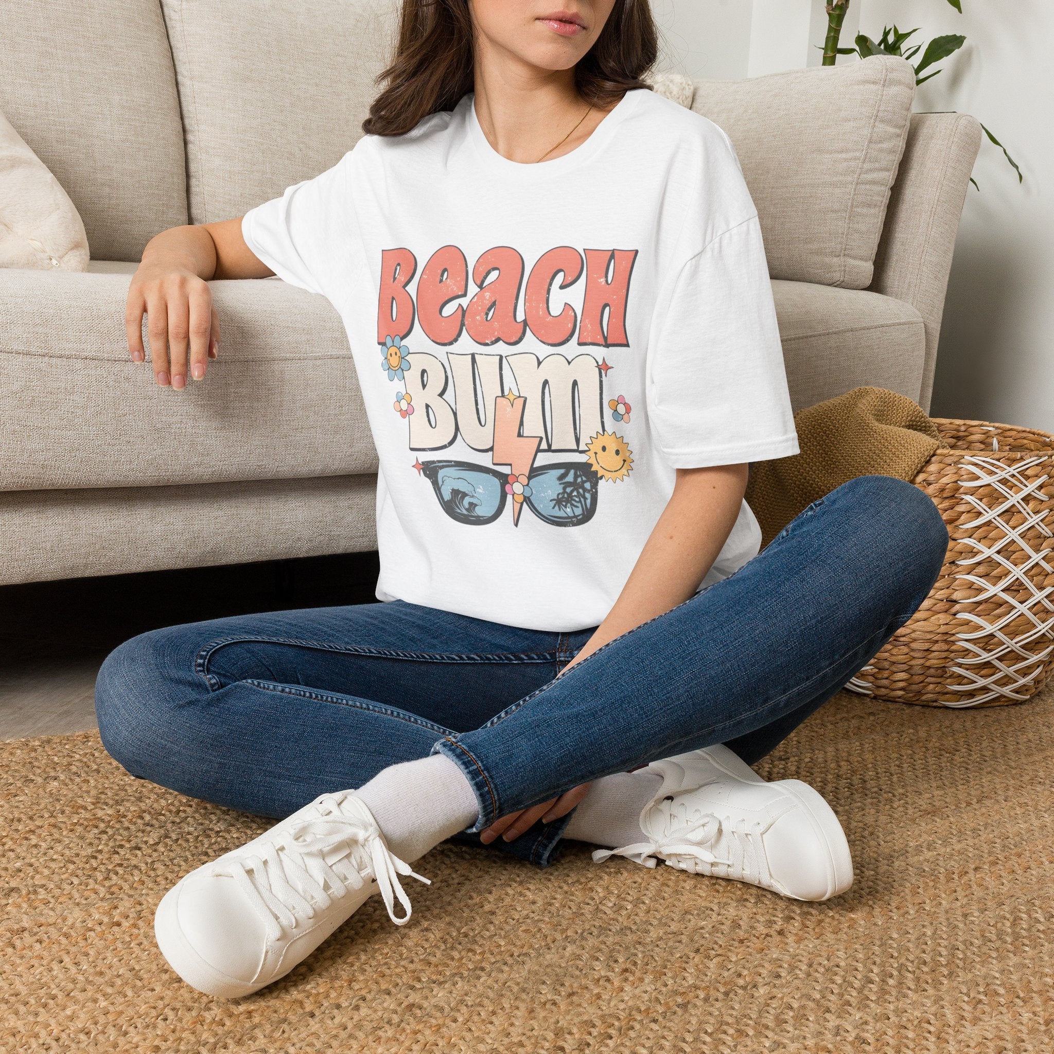 Beach Bum T-Shirt — Retro Floral Surf Vibes Tee