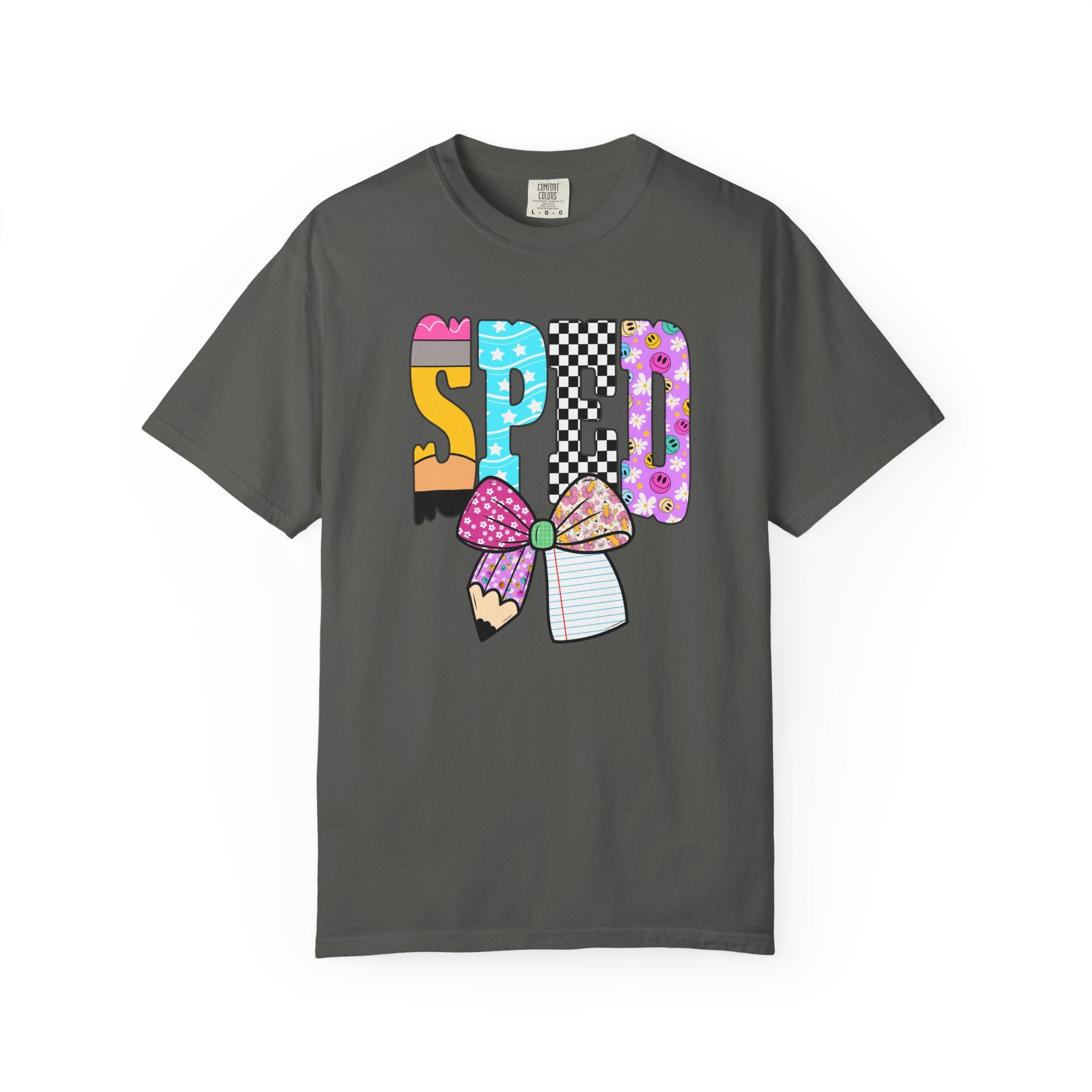 Spring Pencil Bow T-Shirt — Cute Colorful 'SPRING' Graphic Tee