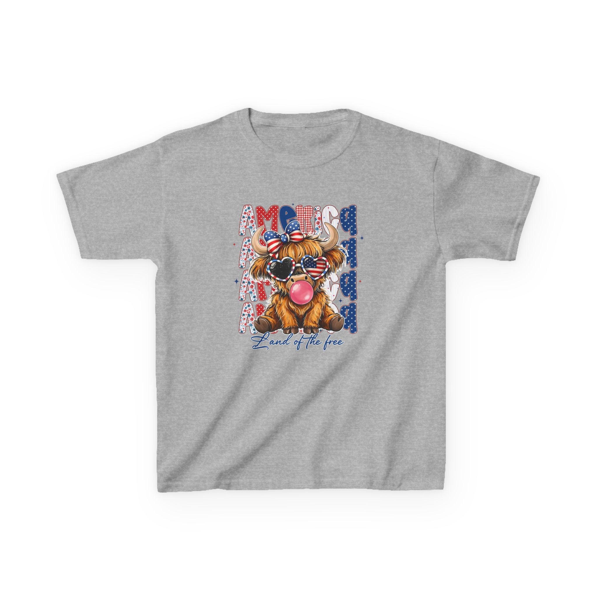 Kids Tee — Patriotic Bulldog "Land of the Free" Fourth of July Shirt