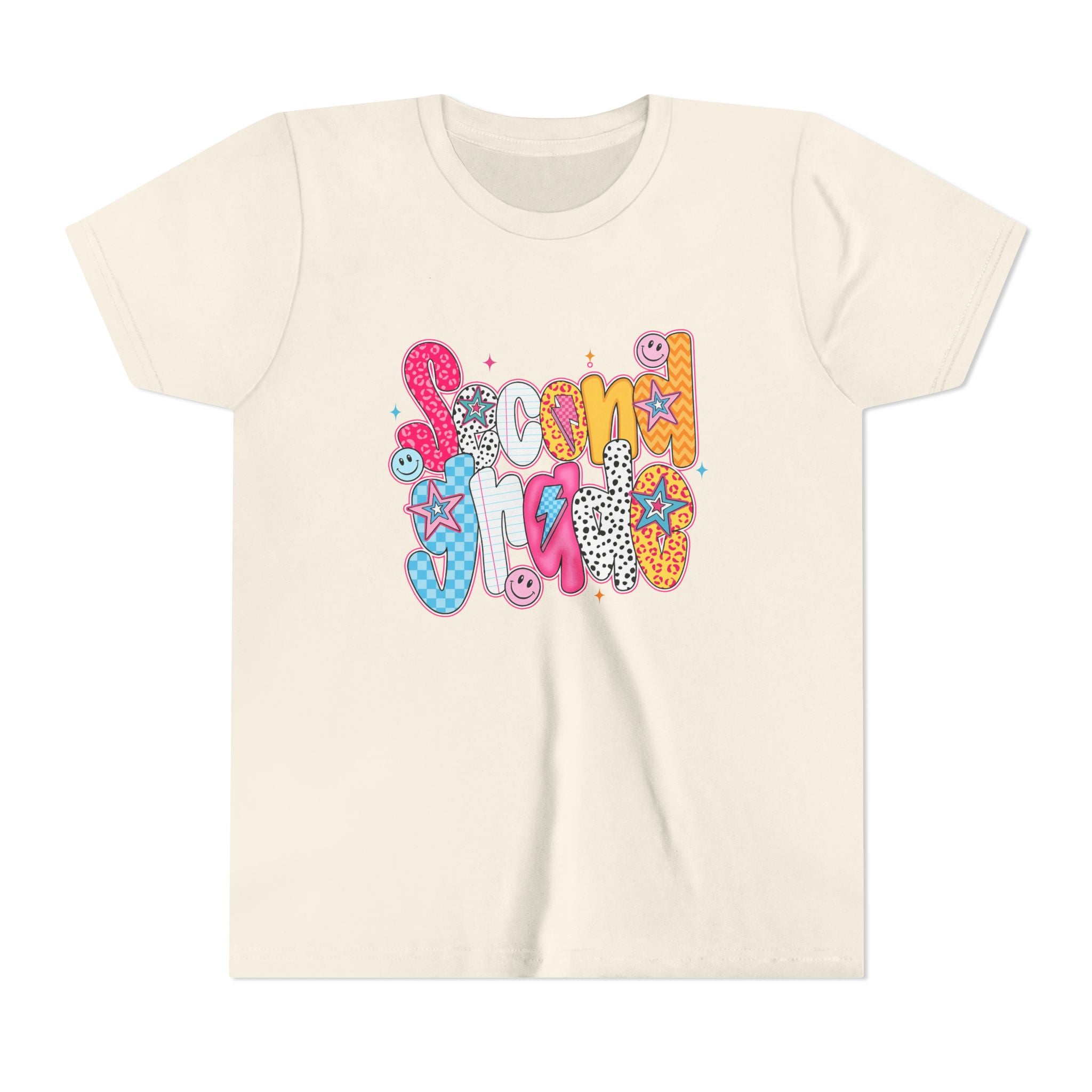 Youth Tee — Colorful 'Second Grade' Playful Retro Graphic