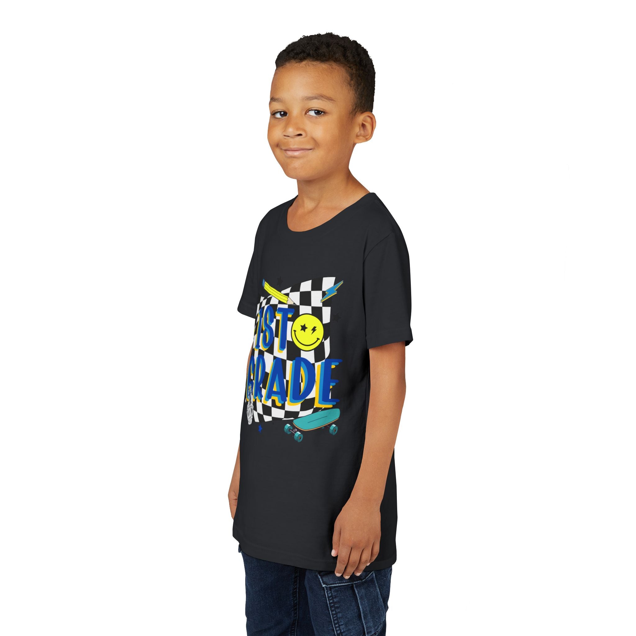 1st Grade Youth T‑Shirt - Colorful Skateboard Back-to-School Tee
