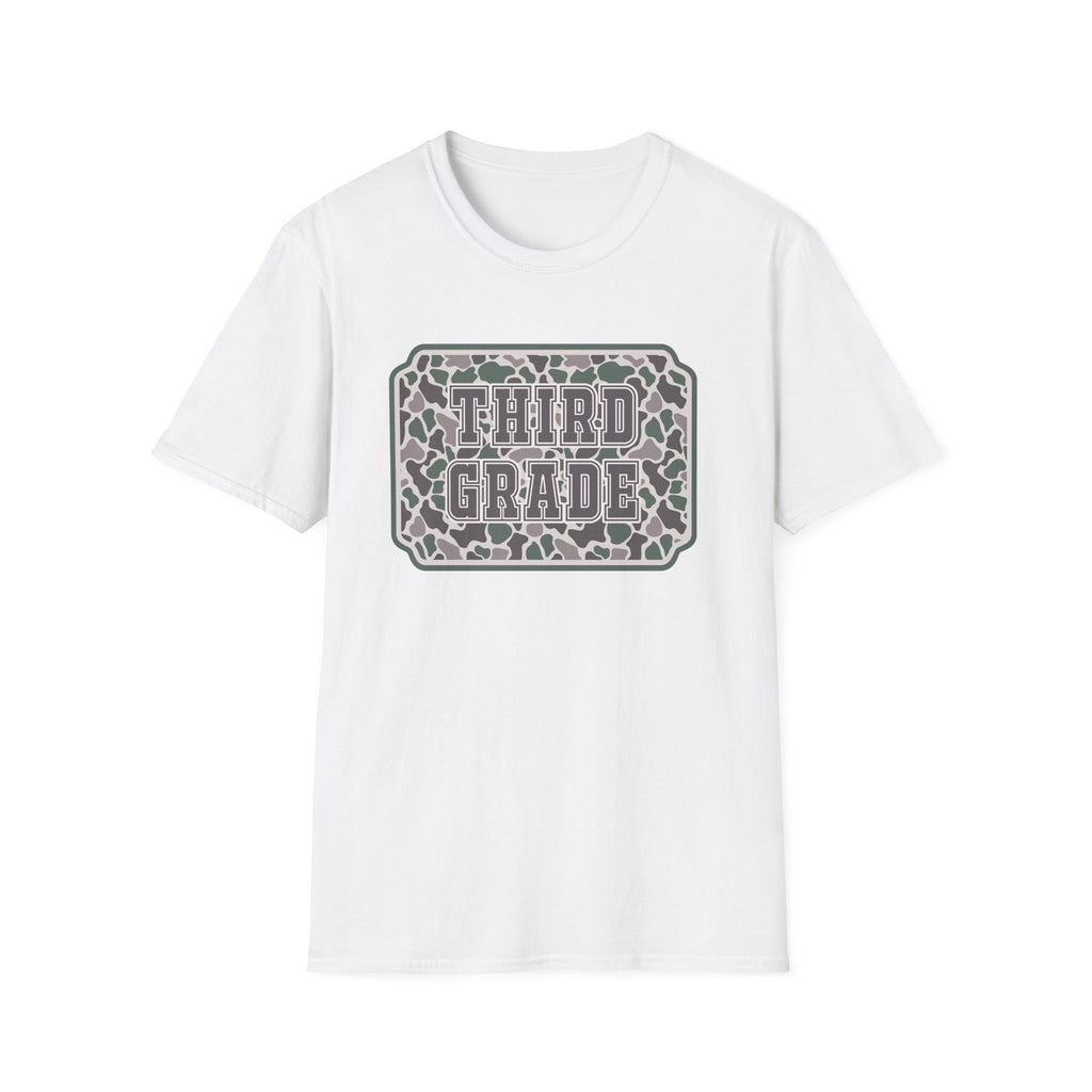 Third Grade Camo T-Shirt — "Third Grade" School Teacher & Student Tee