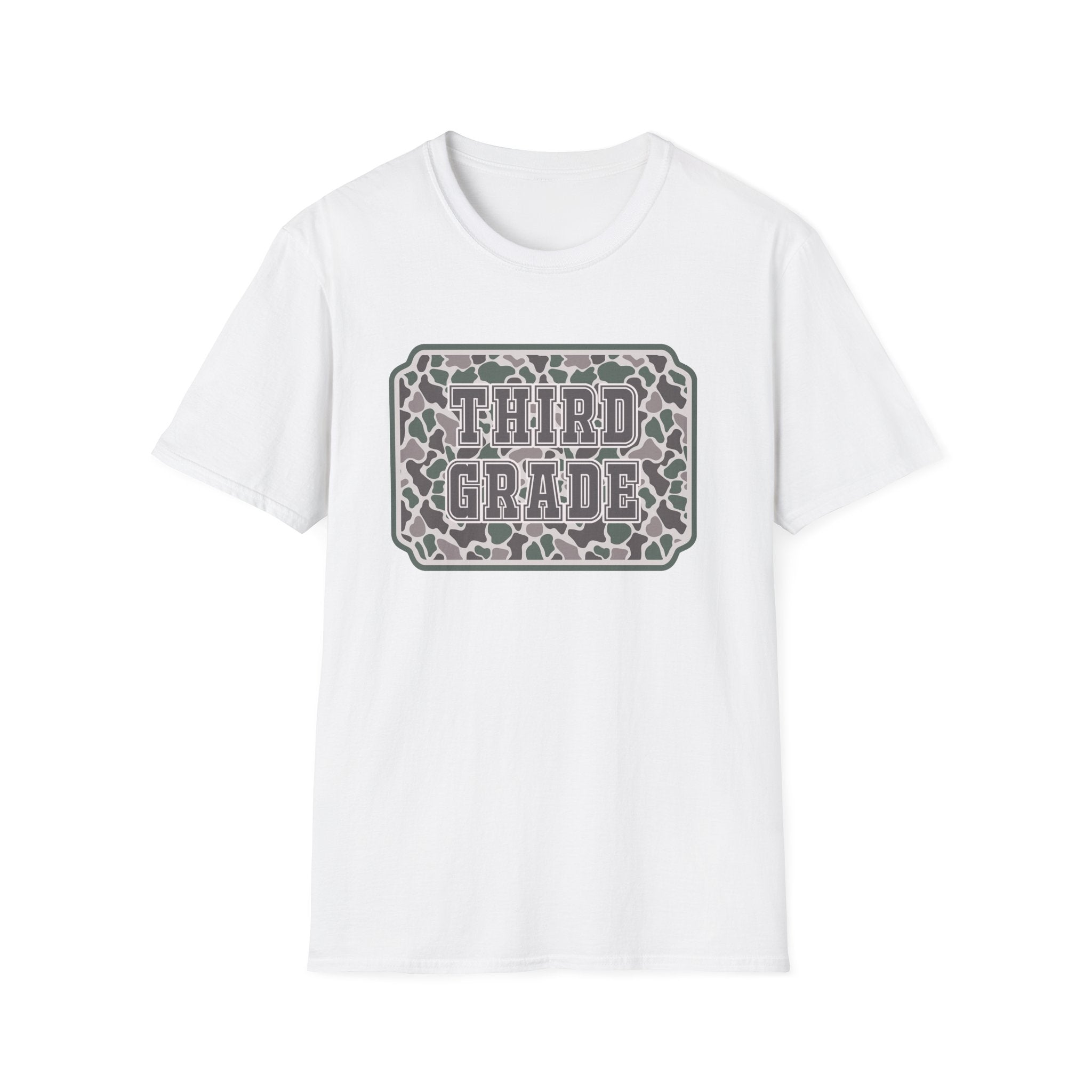 Third Grade Camo T-Shirt — "Third Grade" School Teacher & Student Tee