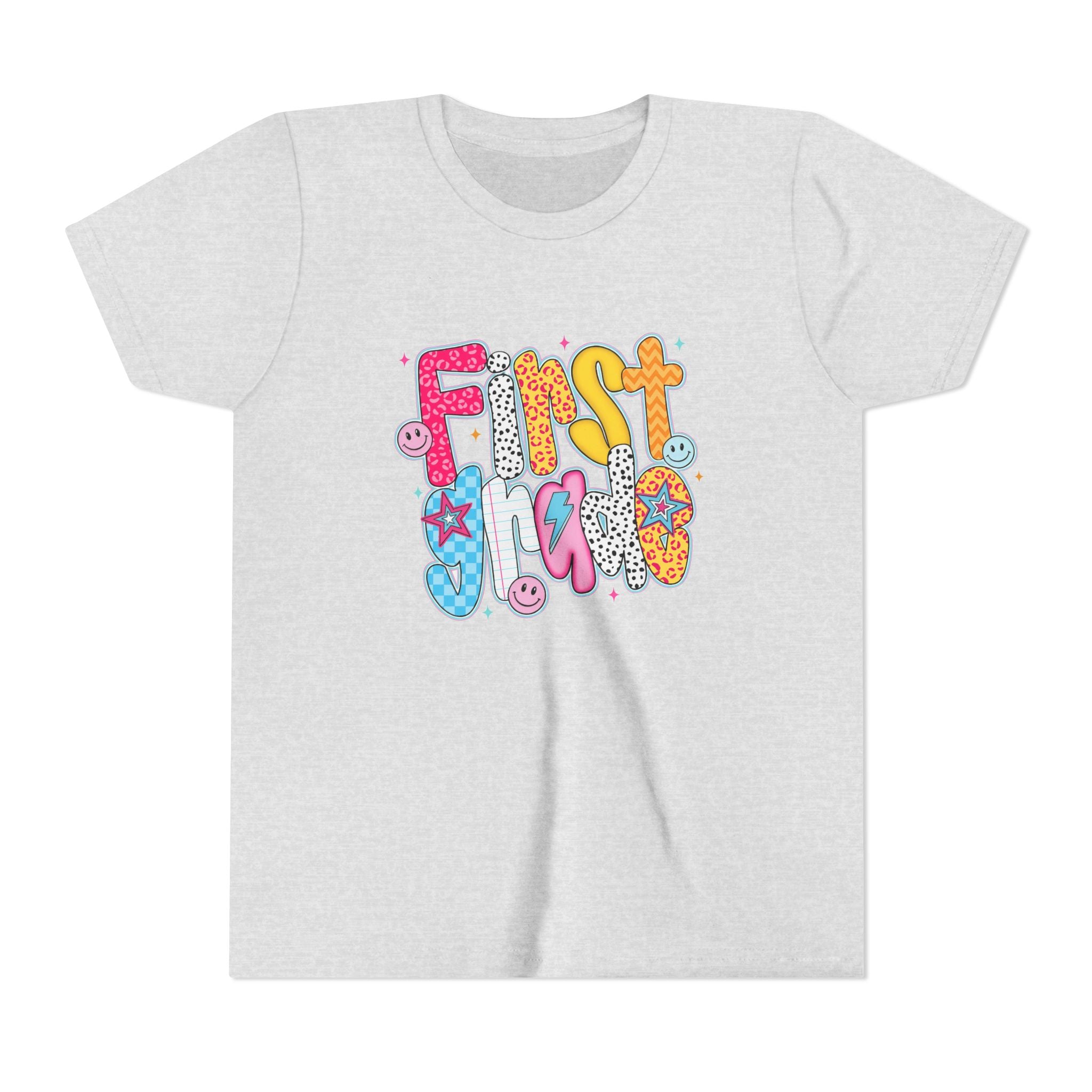 First Grade Youth Tee — Colorful Back-to-School Graphic Shirt