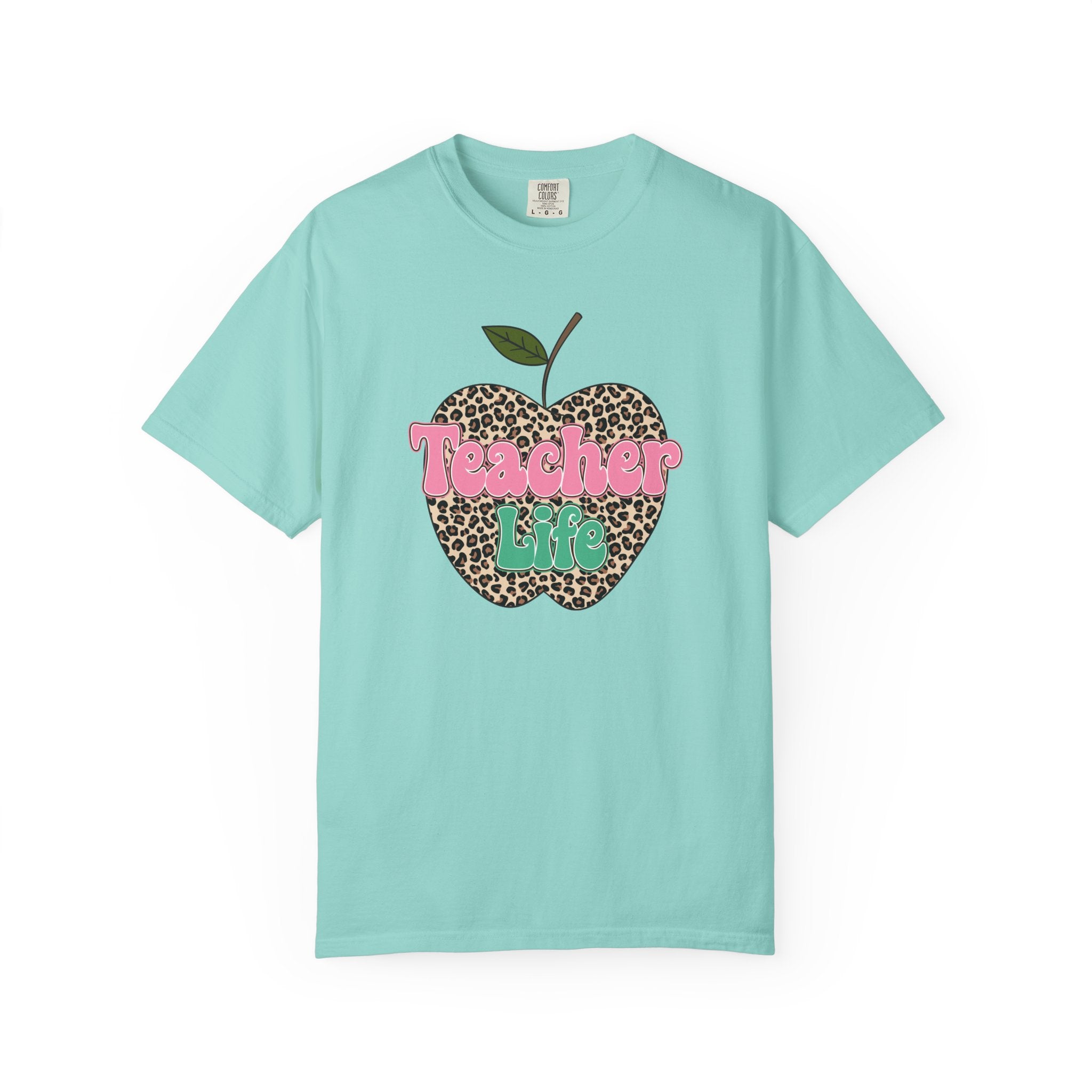 Teacher Life T-Shirt — Leopard Apple Graphic Tee for Educators