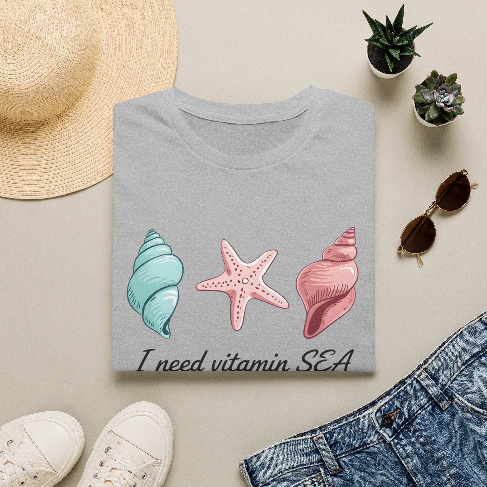 Sea Shell T-Shirt — "I Need Vitamin SEA" Beach Tee
