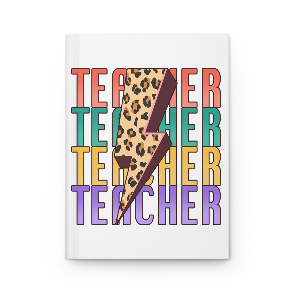 Teacher Leopard Lightning Hardcover Journal — Colorful Retro Teacher Notebook