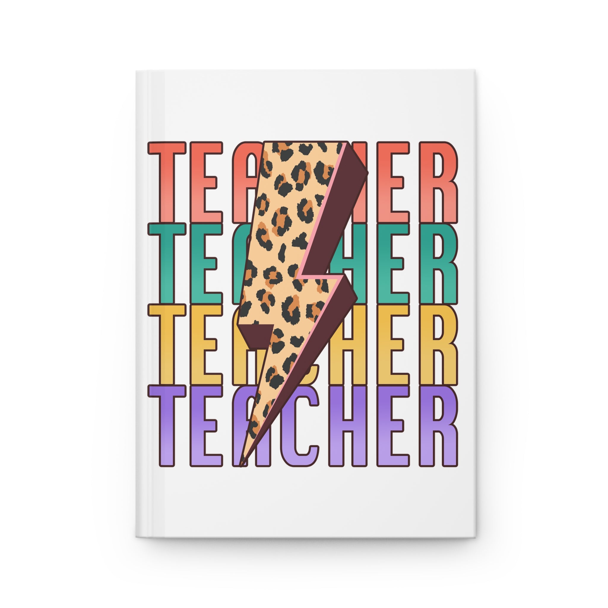 Teacher Leopard Lightning Hardcover Journal — Colorful Retro Teacher Notebook