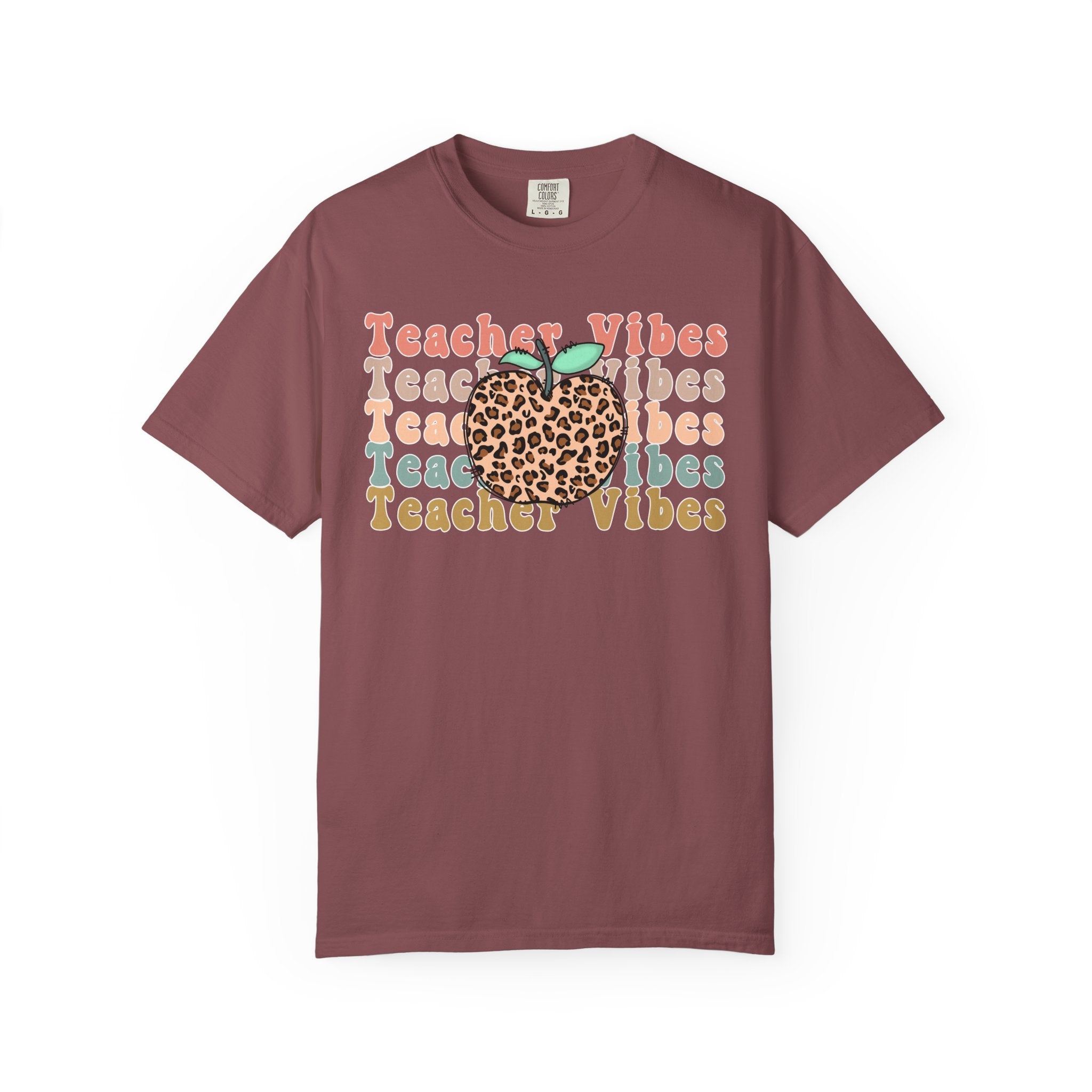 Teacher Vibes Leopard Apple T-Shirt