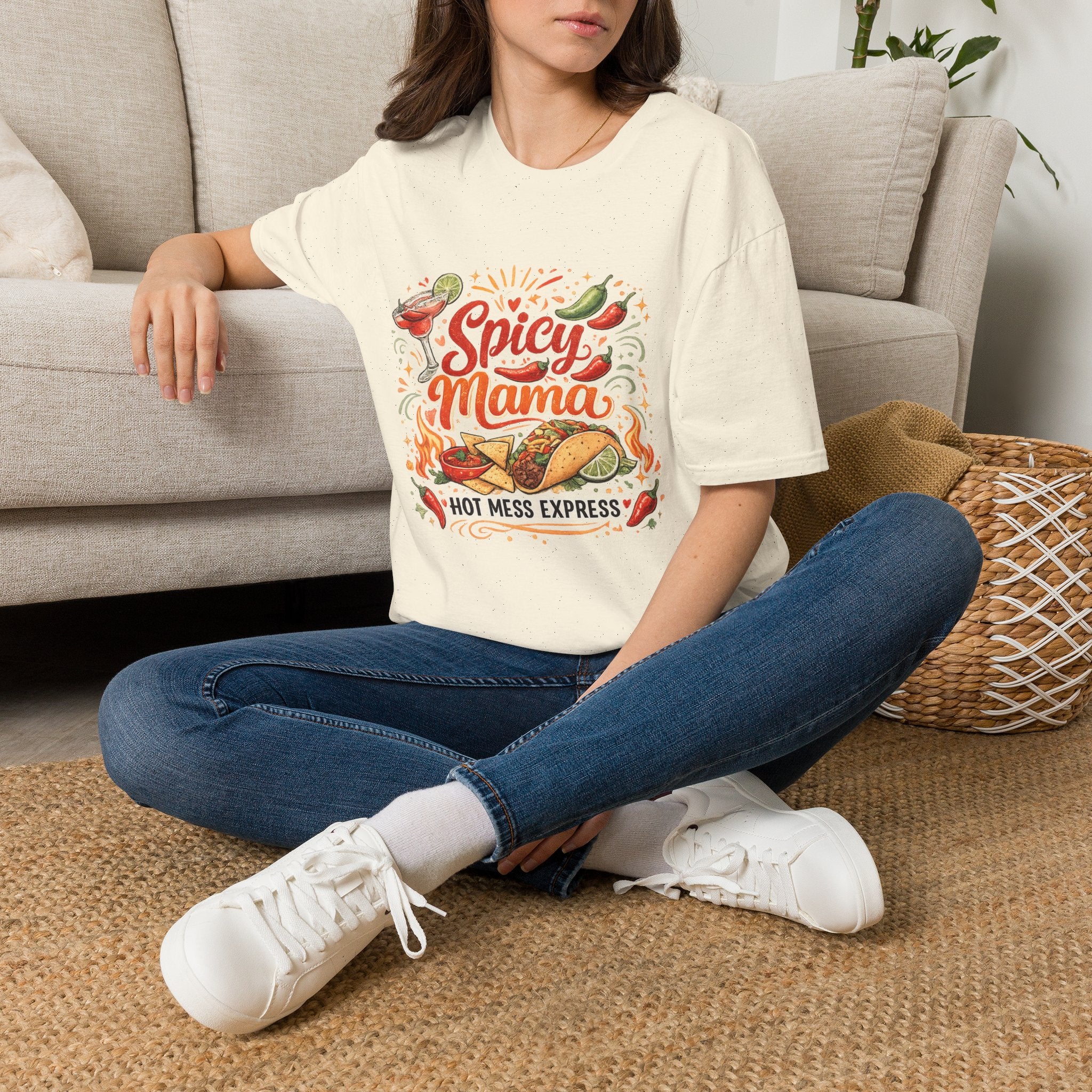Spicy Mama T‑Shirt — Hot Mess Express Chili & Margarita Graphic Tee
