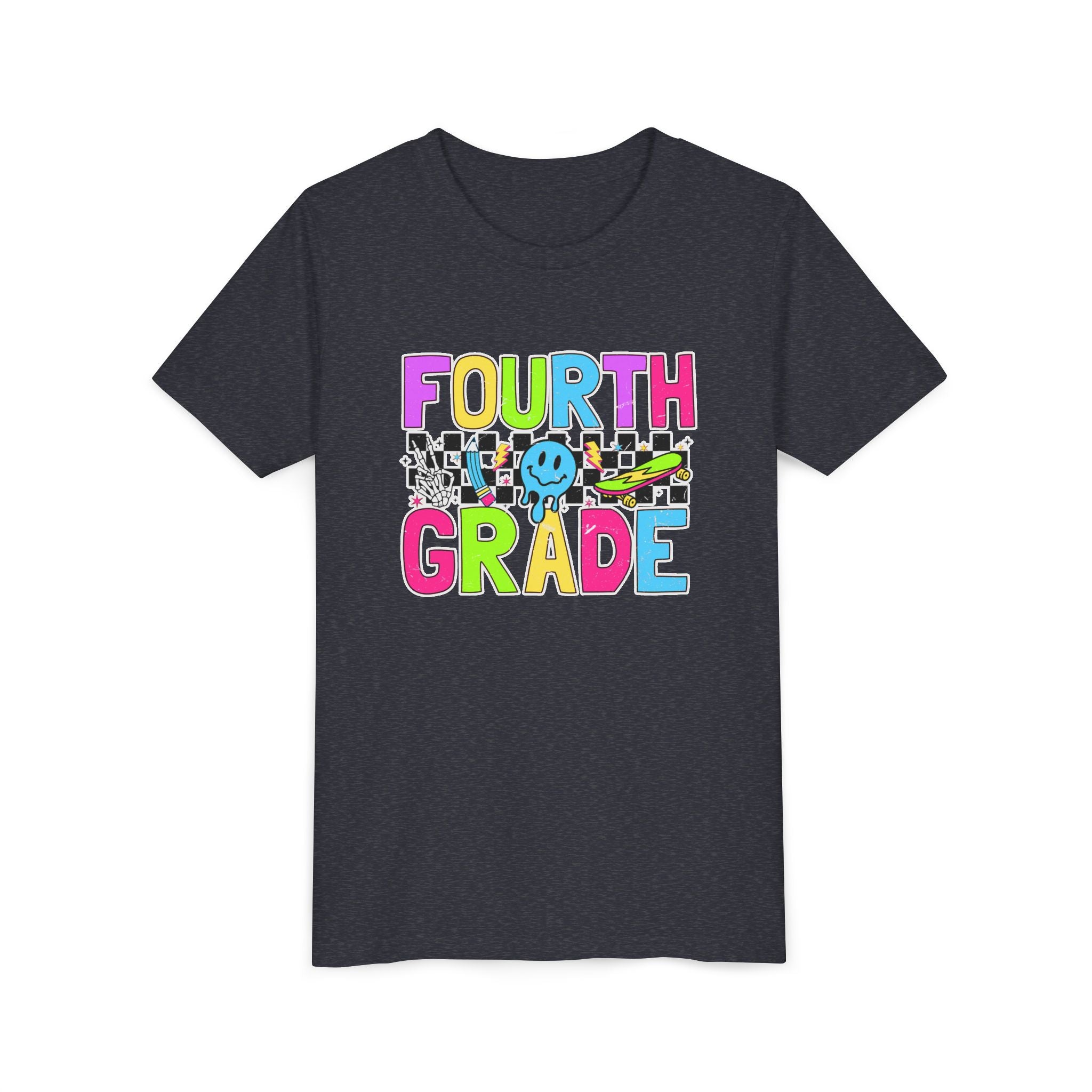 Fourth Grade Youth Tee — Colorful Smiley Back-to-School Shirt