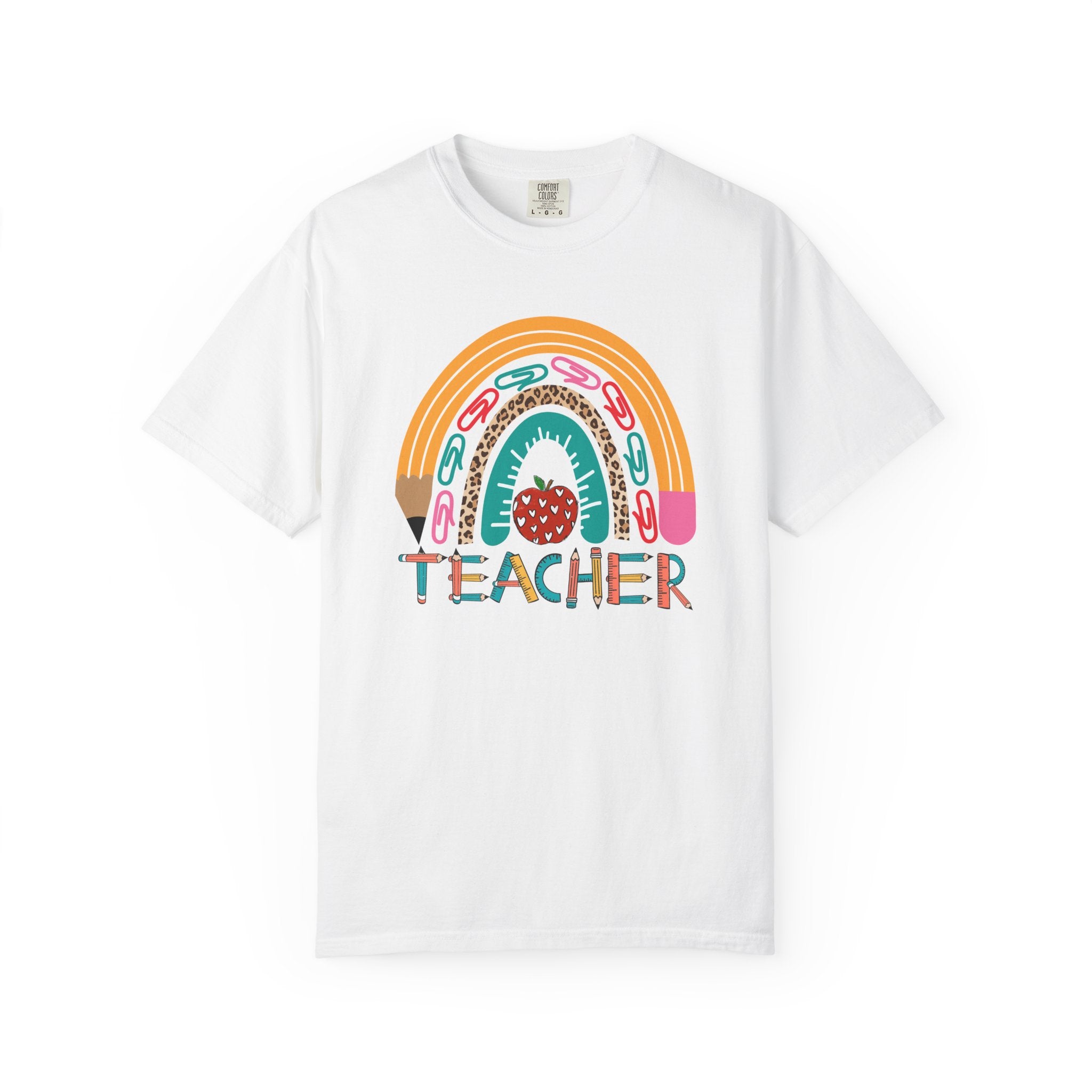 Teacher Rainbow T-Shirt — Cute Apple & Pencil Back-to-School Tee