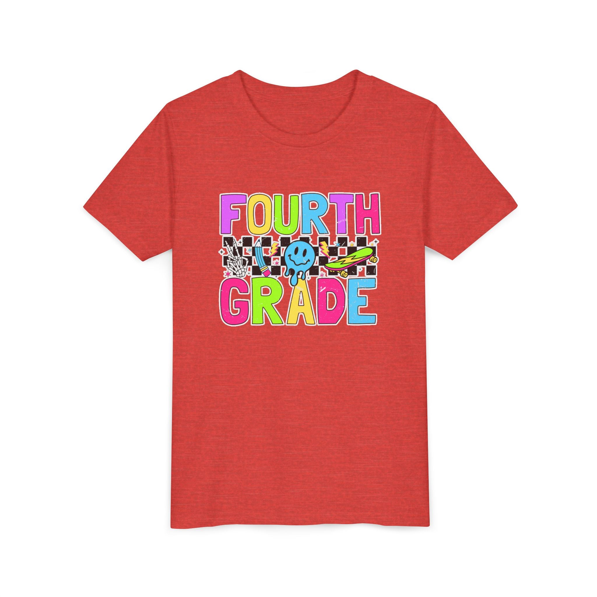 Fourth Grade Youth Tee — Colorful Smiley Back-to-School Shirt