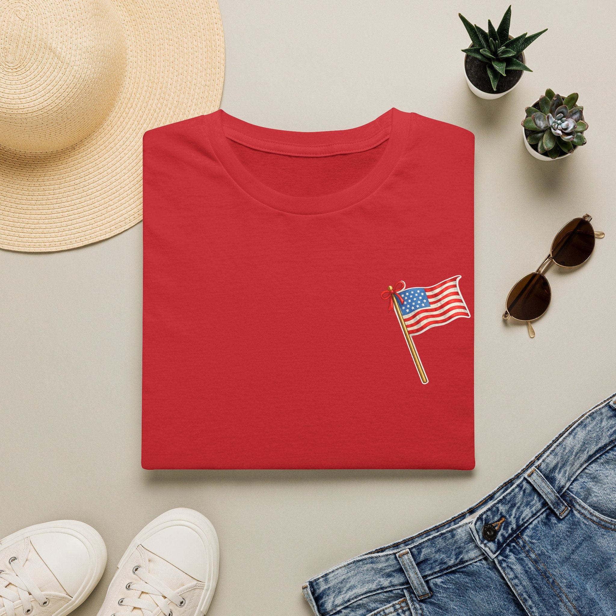 Pocket Flag T-Shirt — Small American Flag Chest Tee