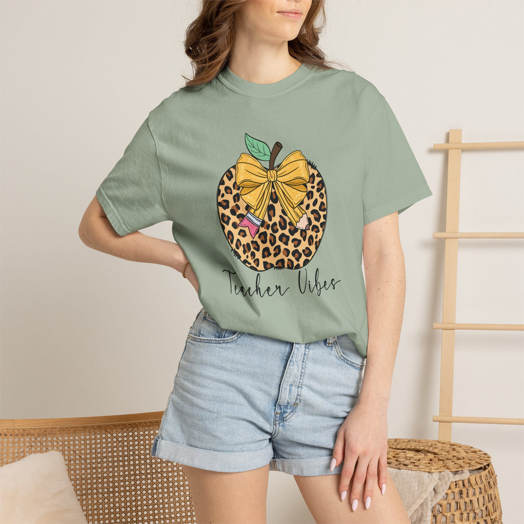 Teacher Vibes Leopard Pumpkin T-Shirt - Cute Fall Teacher Gift