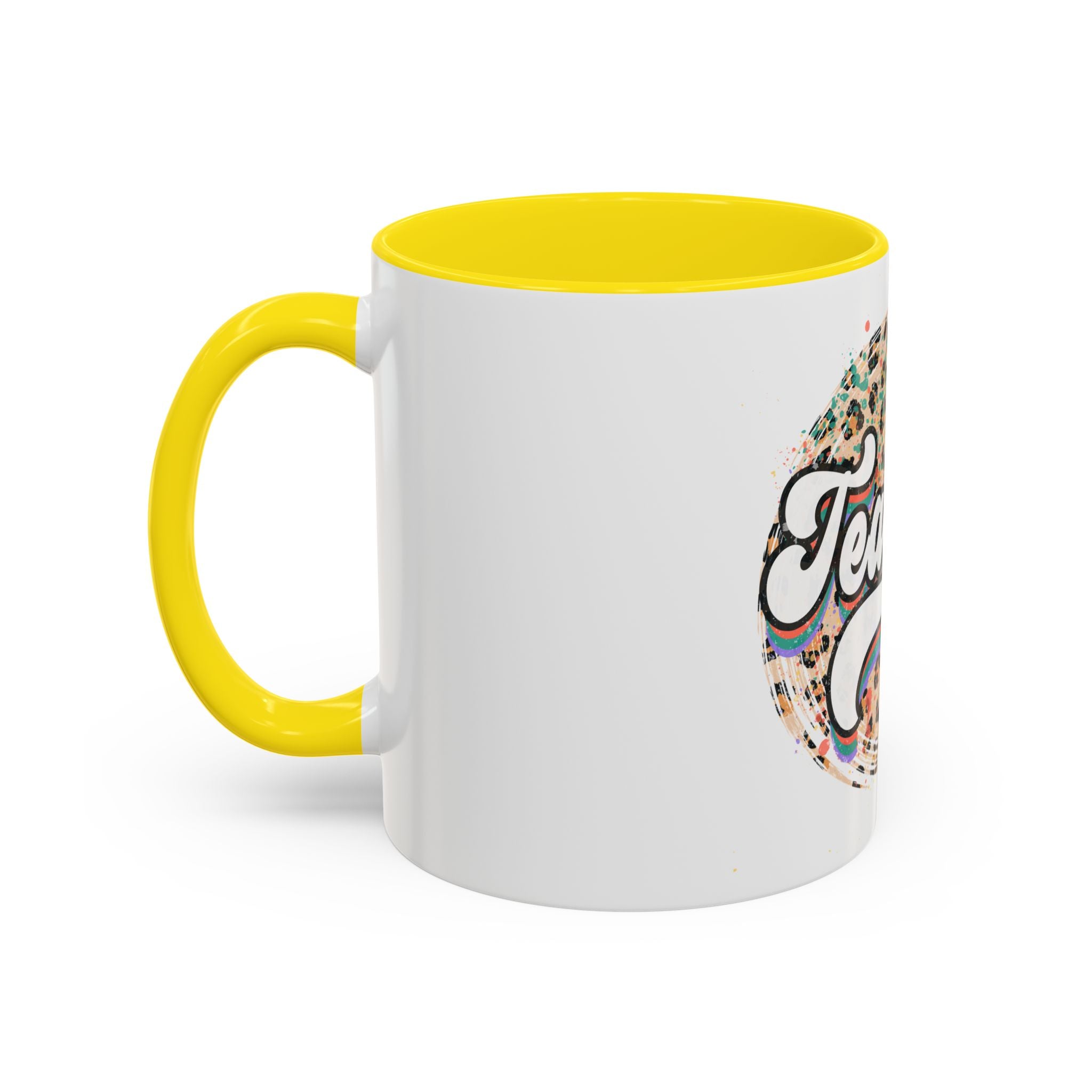 Teacher Leopard Print Accent Coffee Mug – Retro Script Teacher Gift (11/15oz)
