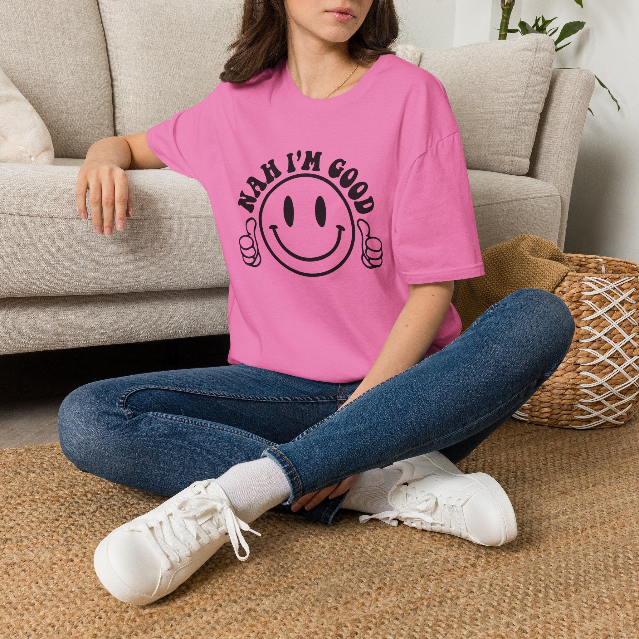 Nah I'm Good Smiley T-Shirt — Thumbs-Up Retro Graphic Tee
