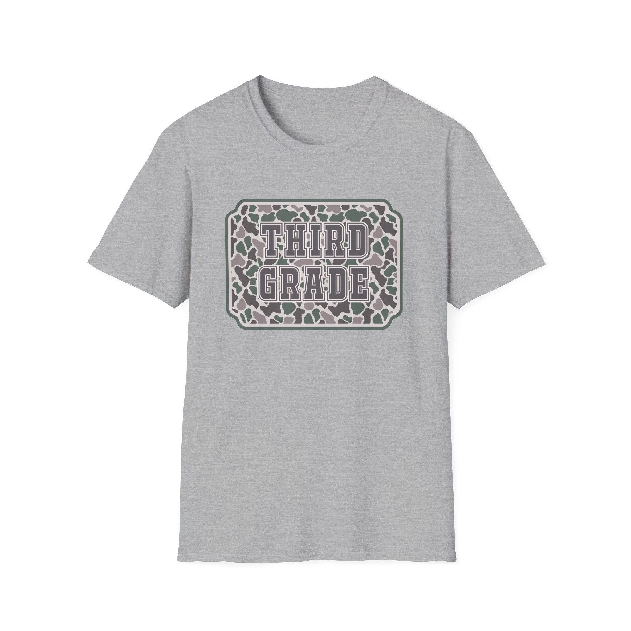 Third Grade Camo T-Shirt — "Third Grade" School Teacher & Student Tee