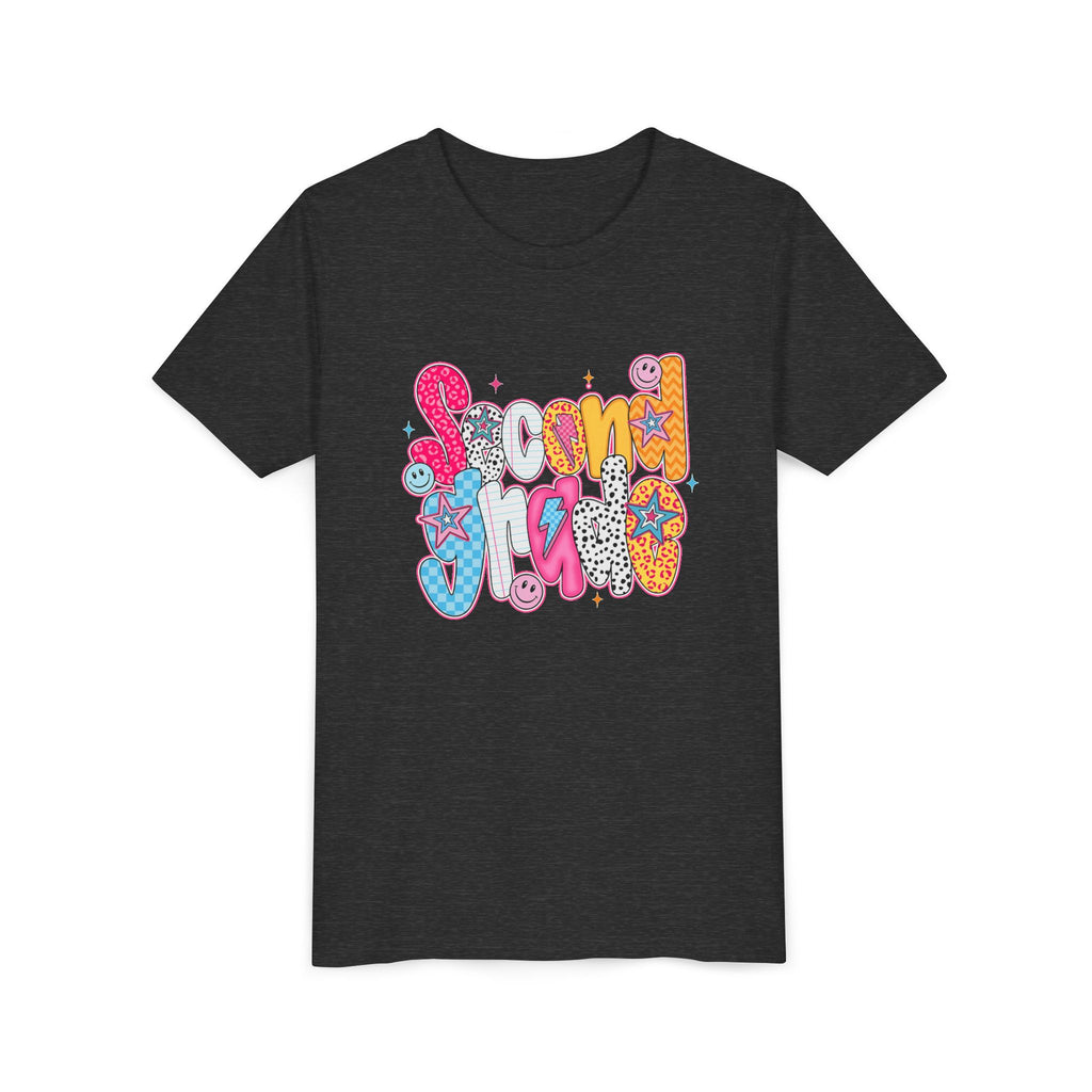 Youth Tee — Colorful 'Second Grade' Playful Retro Graphic