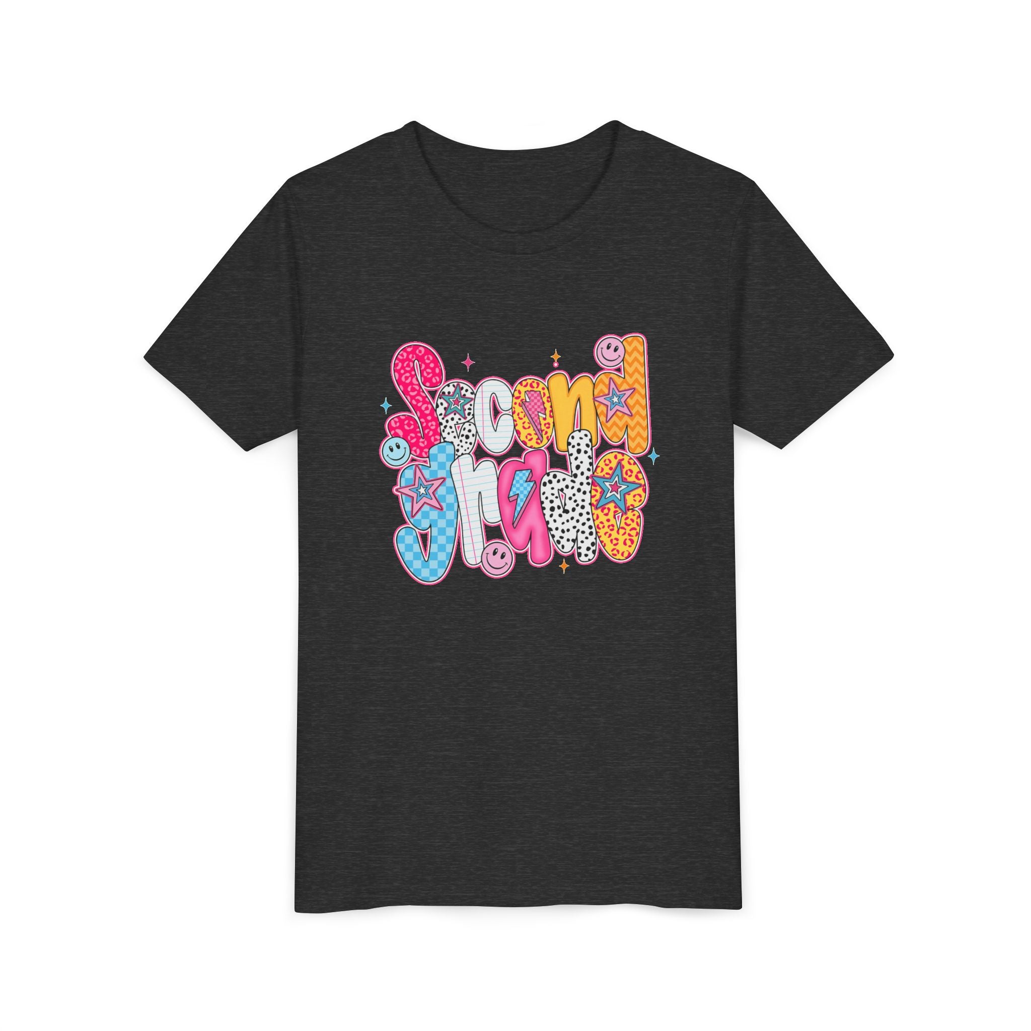 Youth Tee — Colorful 'Second Grade' Playful Retro Graphic