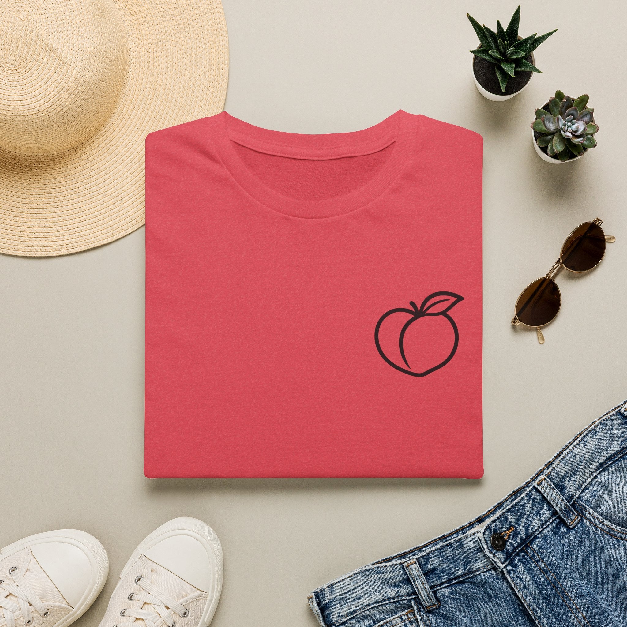Peach Outline T‑Shirt — Minimal Fruit Graphic Tee