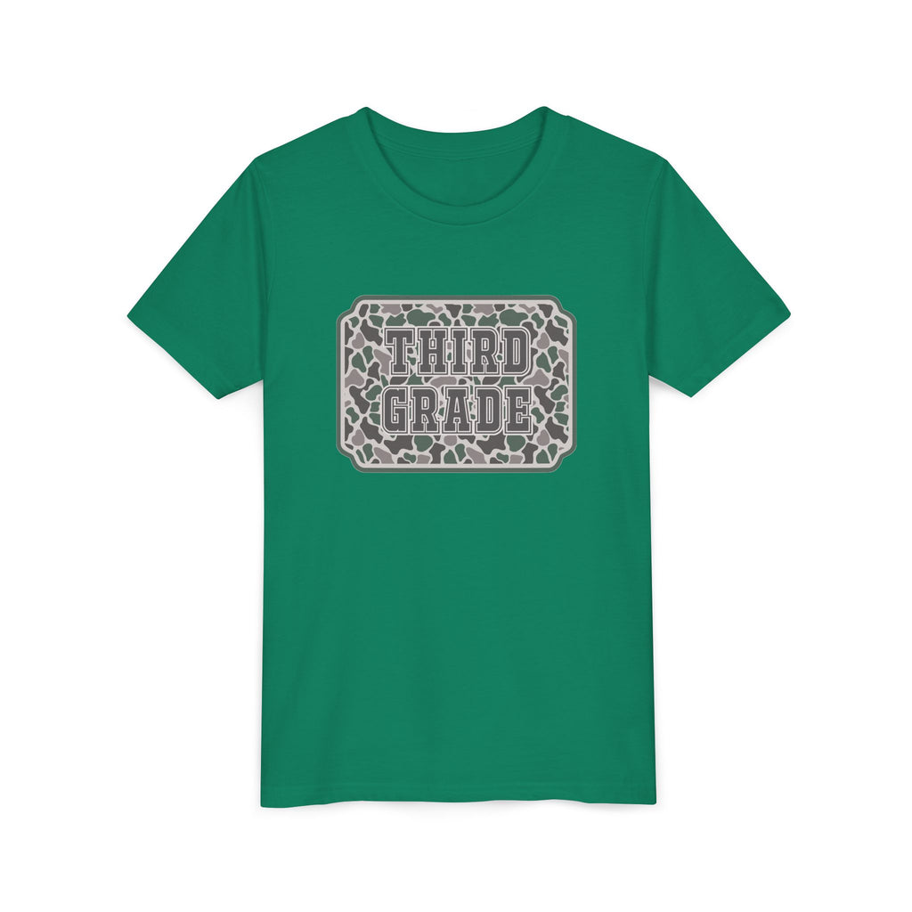 Third Grade Camo Youth Tee — Back to School Shirt for Kids