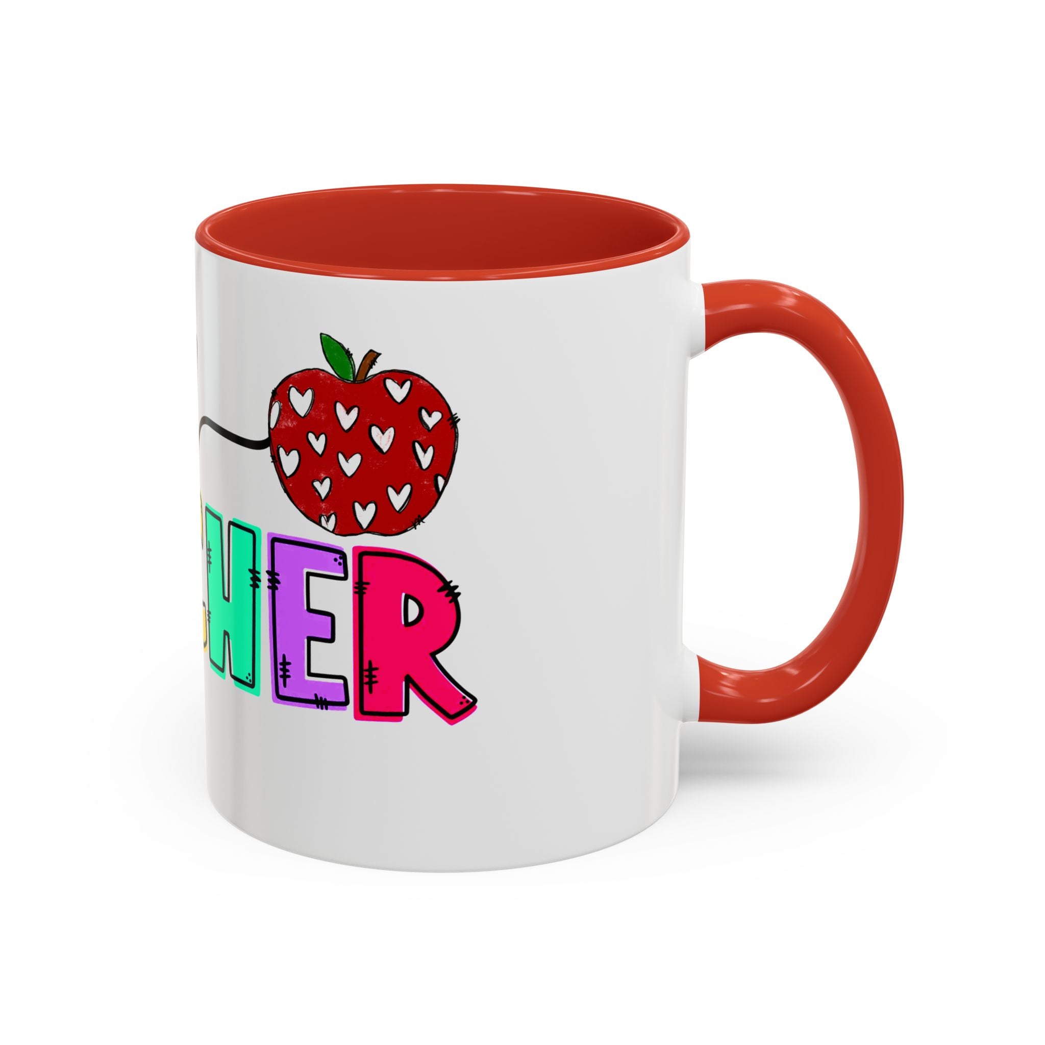 Blessed Teacher Accent Coffee Mug – Colorful Apple Design (11/15oz)