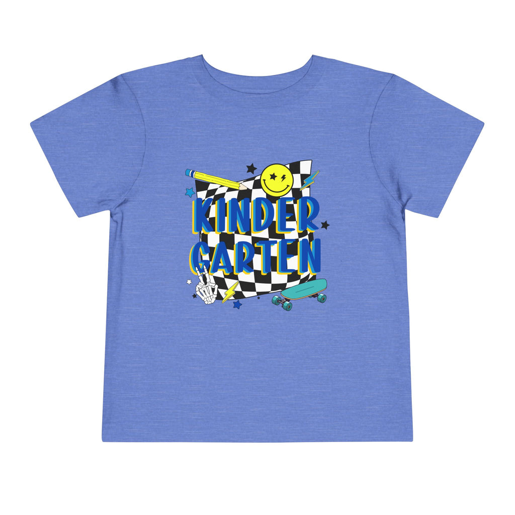 Kindergarten Toddler Tee — Smiley Skateboard Back-to-School Shirt
