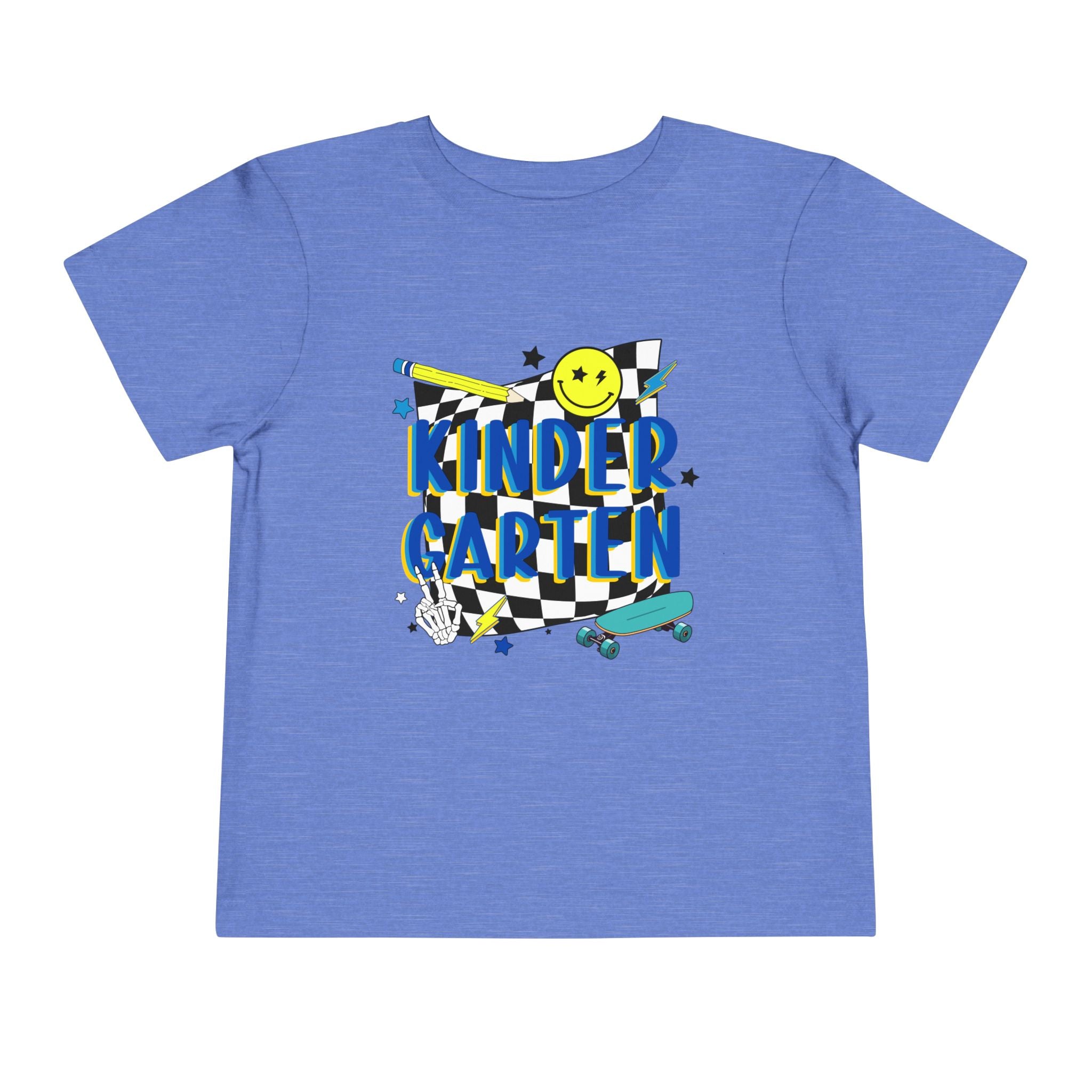 Kindergarten Toddler Tee — Smiley Skateboard Back-to-School Shirt