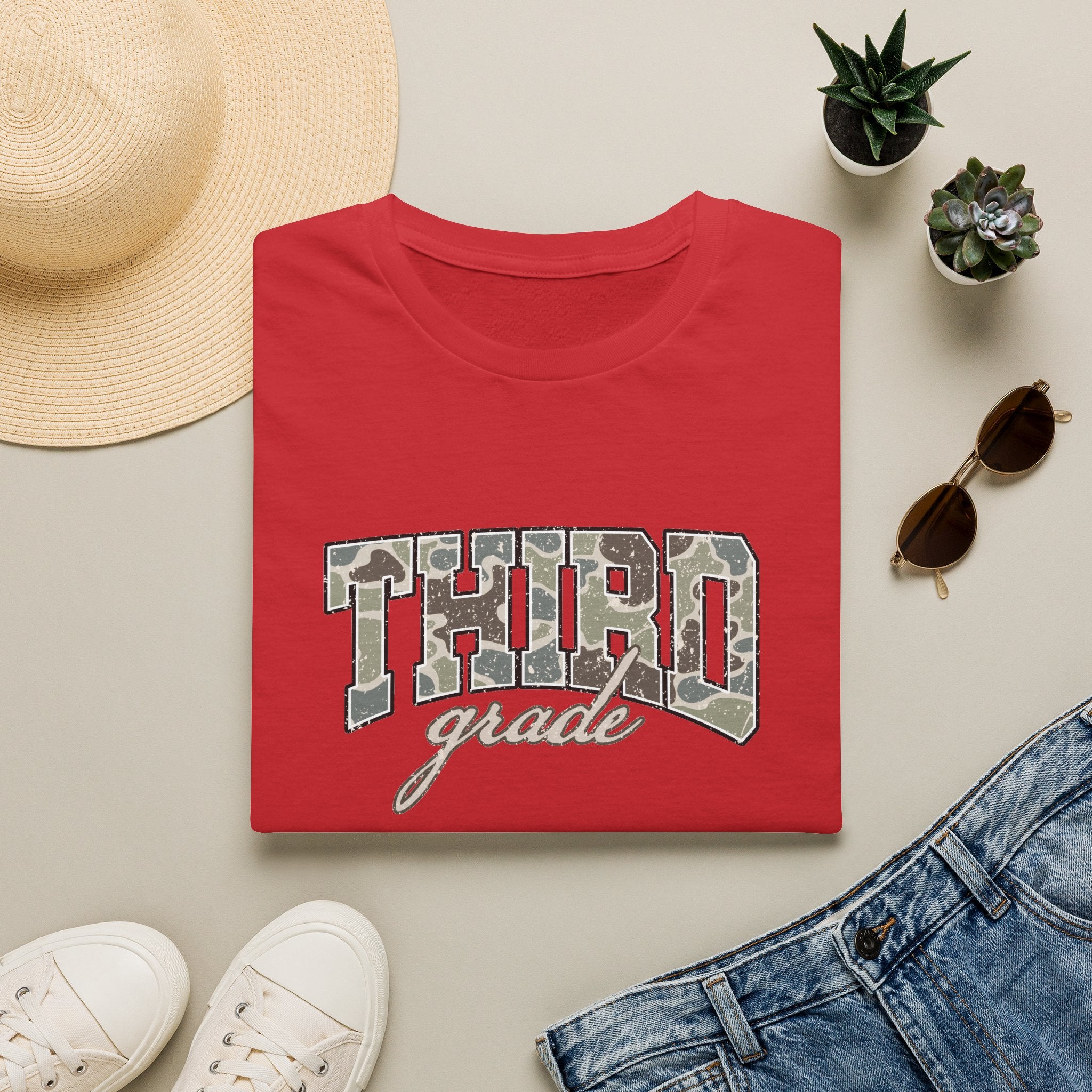 Third Grade Camo T-Shirt — 'Third Grade' School Mom Teacher Tee