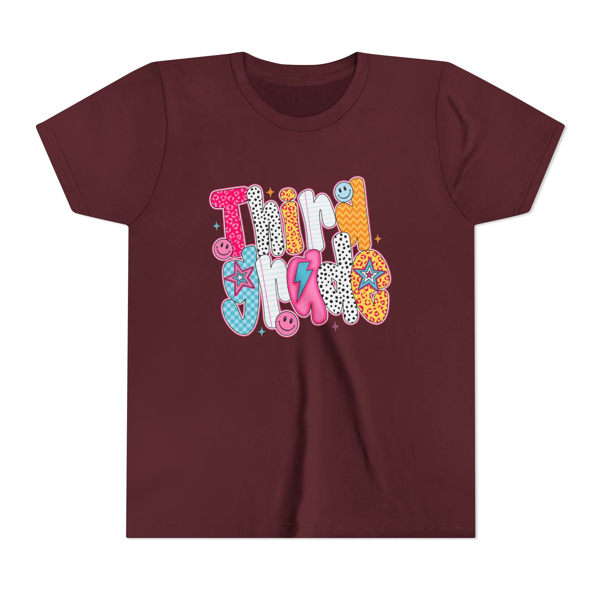 Third Grade — Colorful 'Think Big' Retro Graphic Shirt for Kids