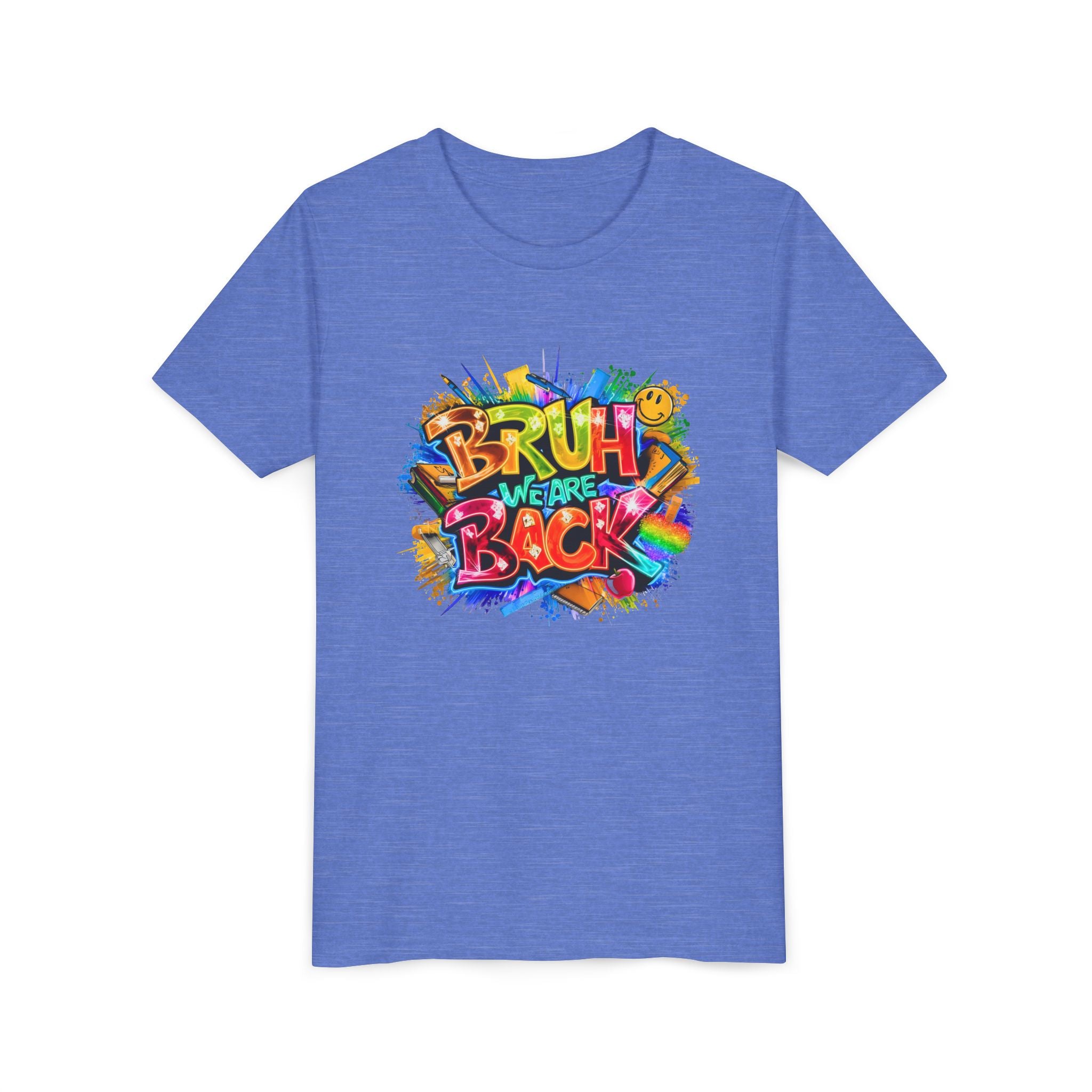 Youth Tee — Colorful "Bruh We Are Back" Graffiti Graphic Shirt