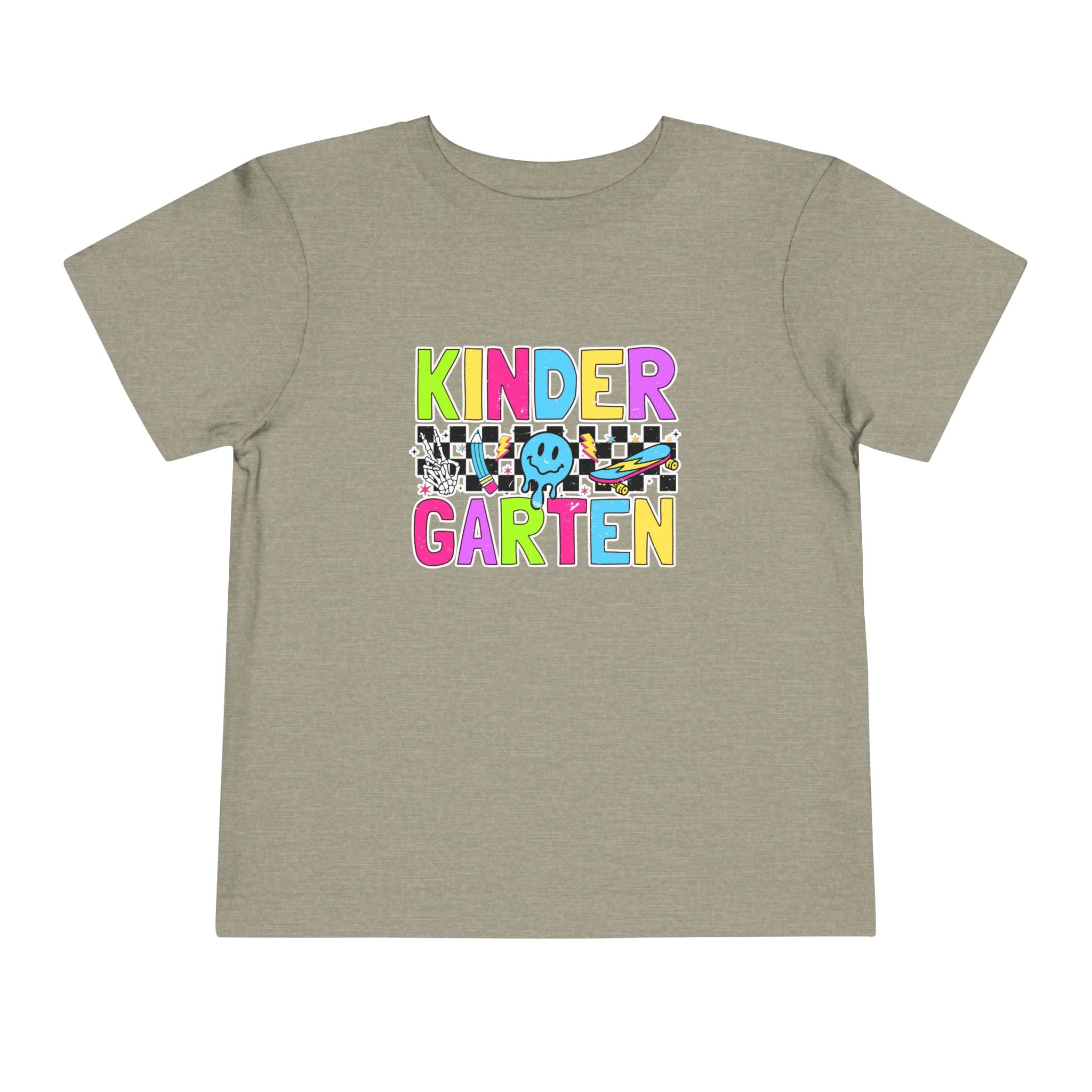 KinderGarten Toddler Tee - Colorful Checker Smiley Back-to-School Shirt