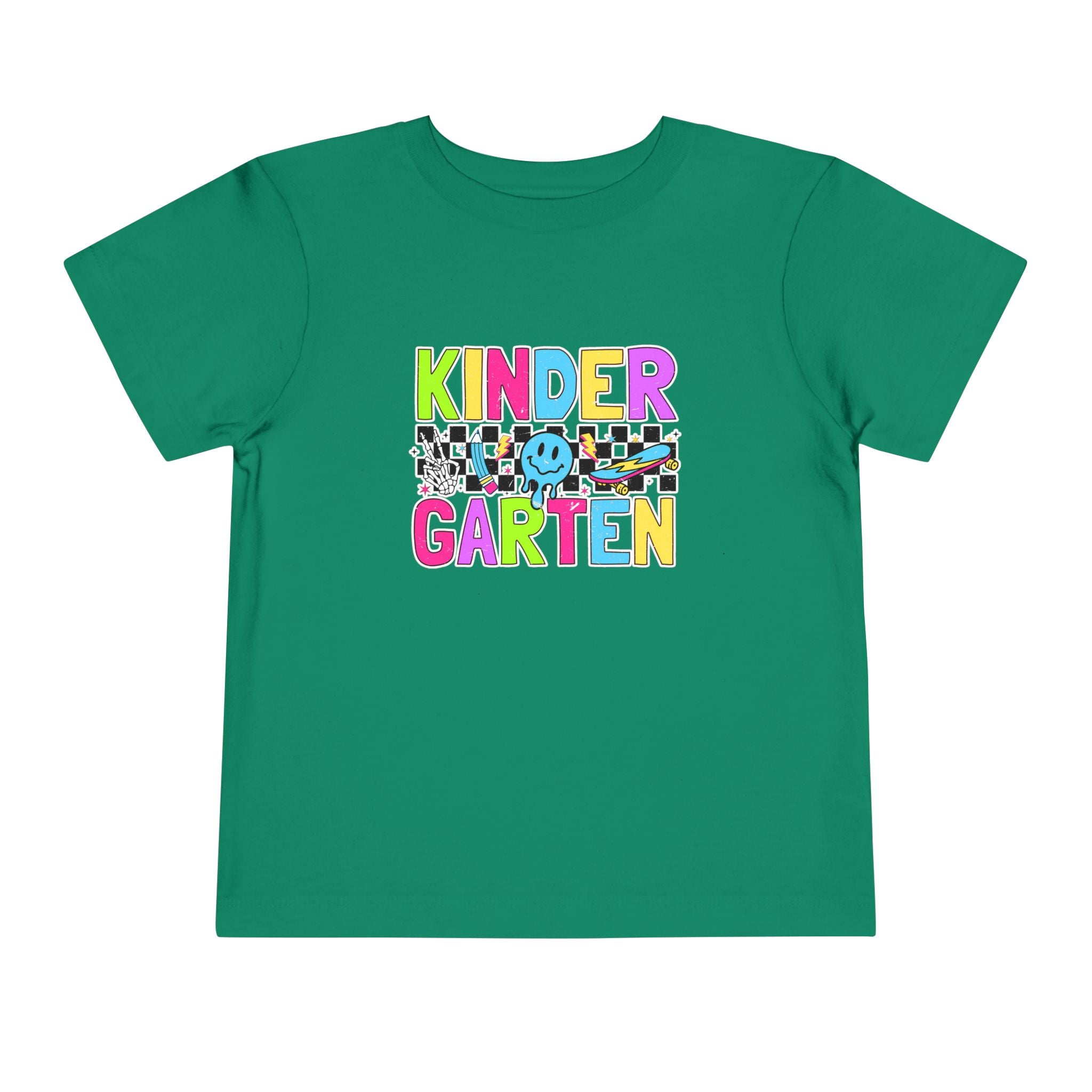 KinderGarten Toddler Tee - Colorful Checker Smiley Back-to-School Shirt