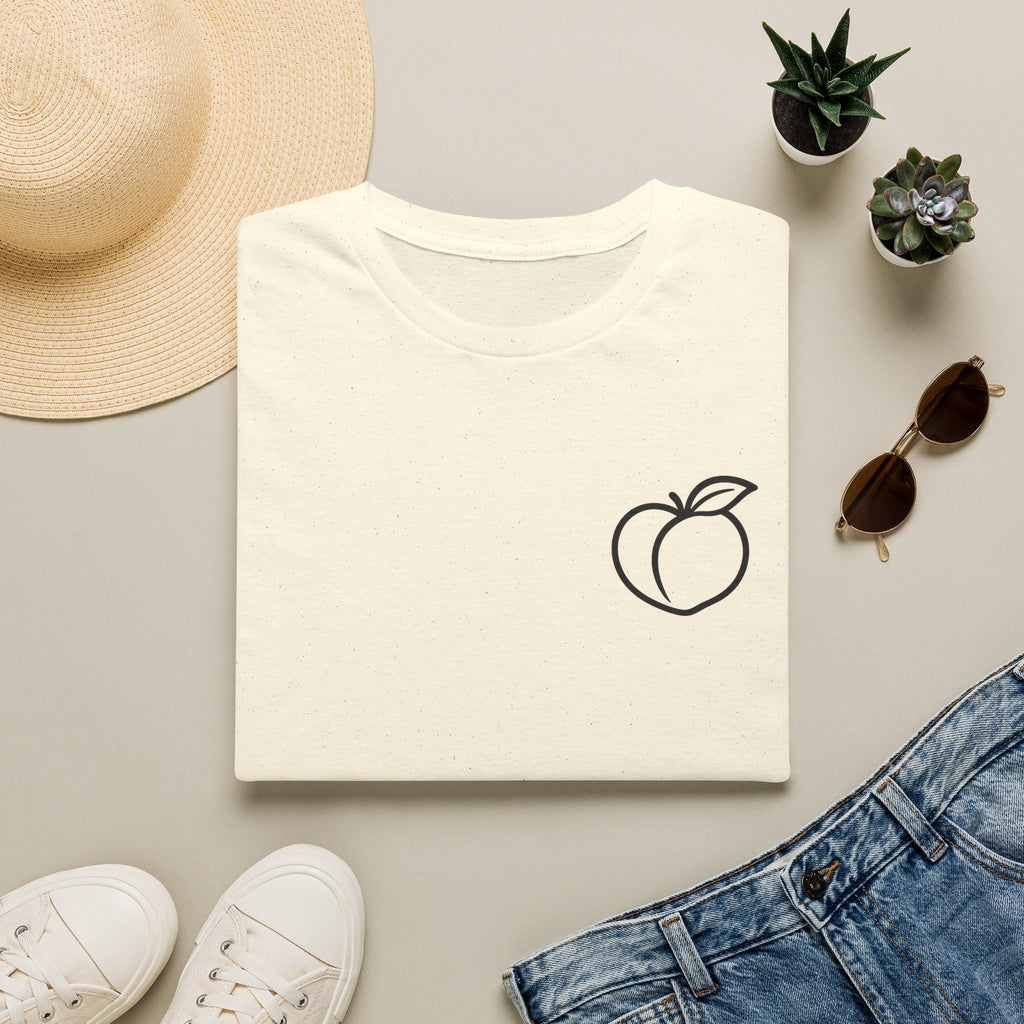 Peach Outline T‑Shirt — Minimal Fruit Graphic Tee