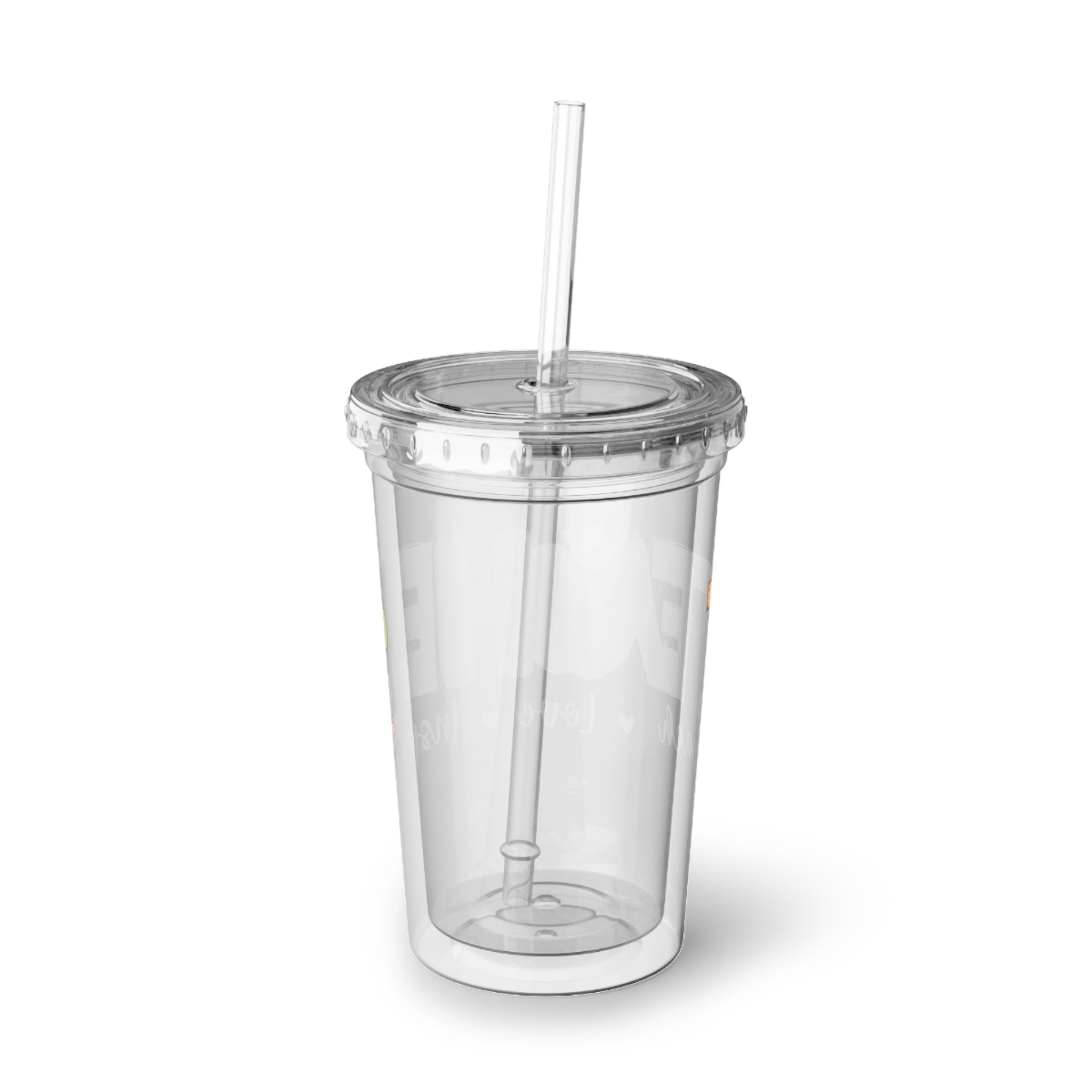 Acrylic Tumbler — Teacher Love Inspire Design (Clear Cup with Straw)