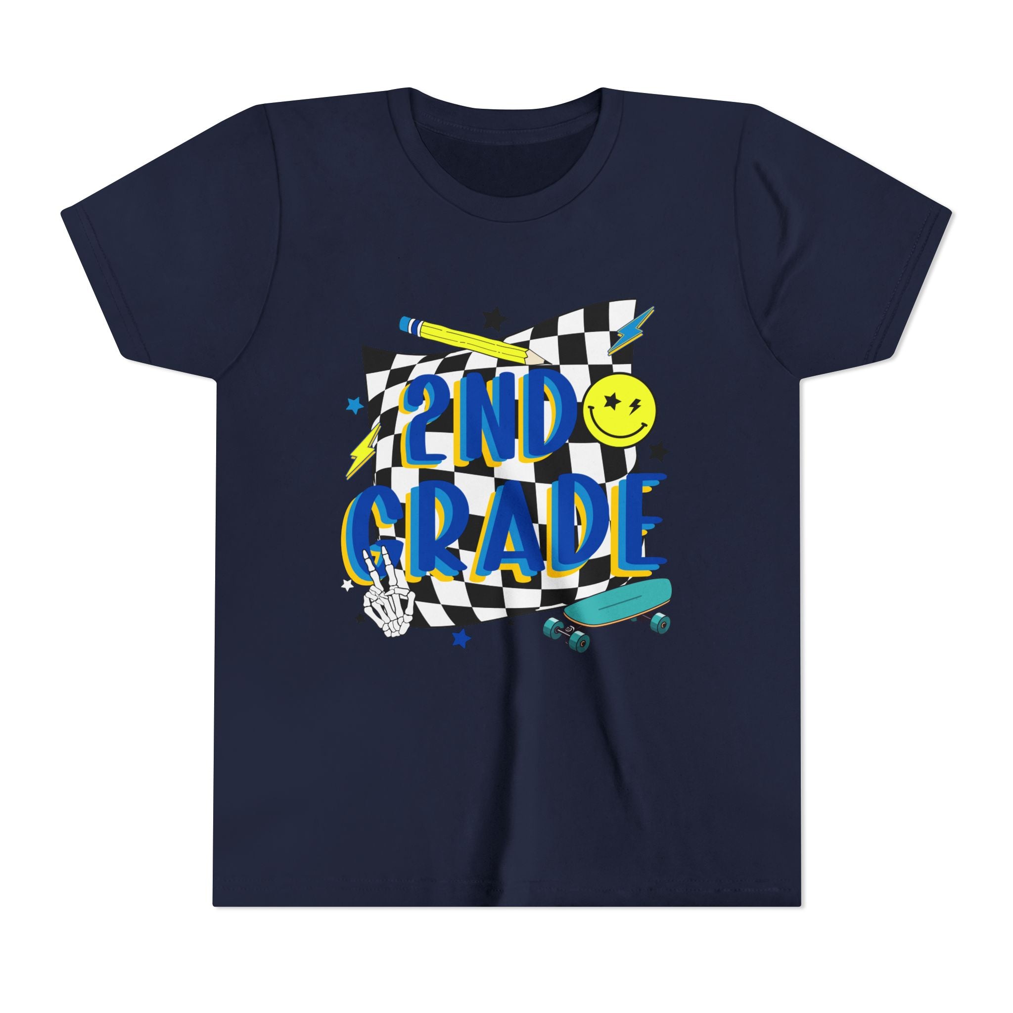 2nd Grade Kids T‑Shirt — Colorful Back-to-School Skateboard Design